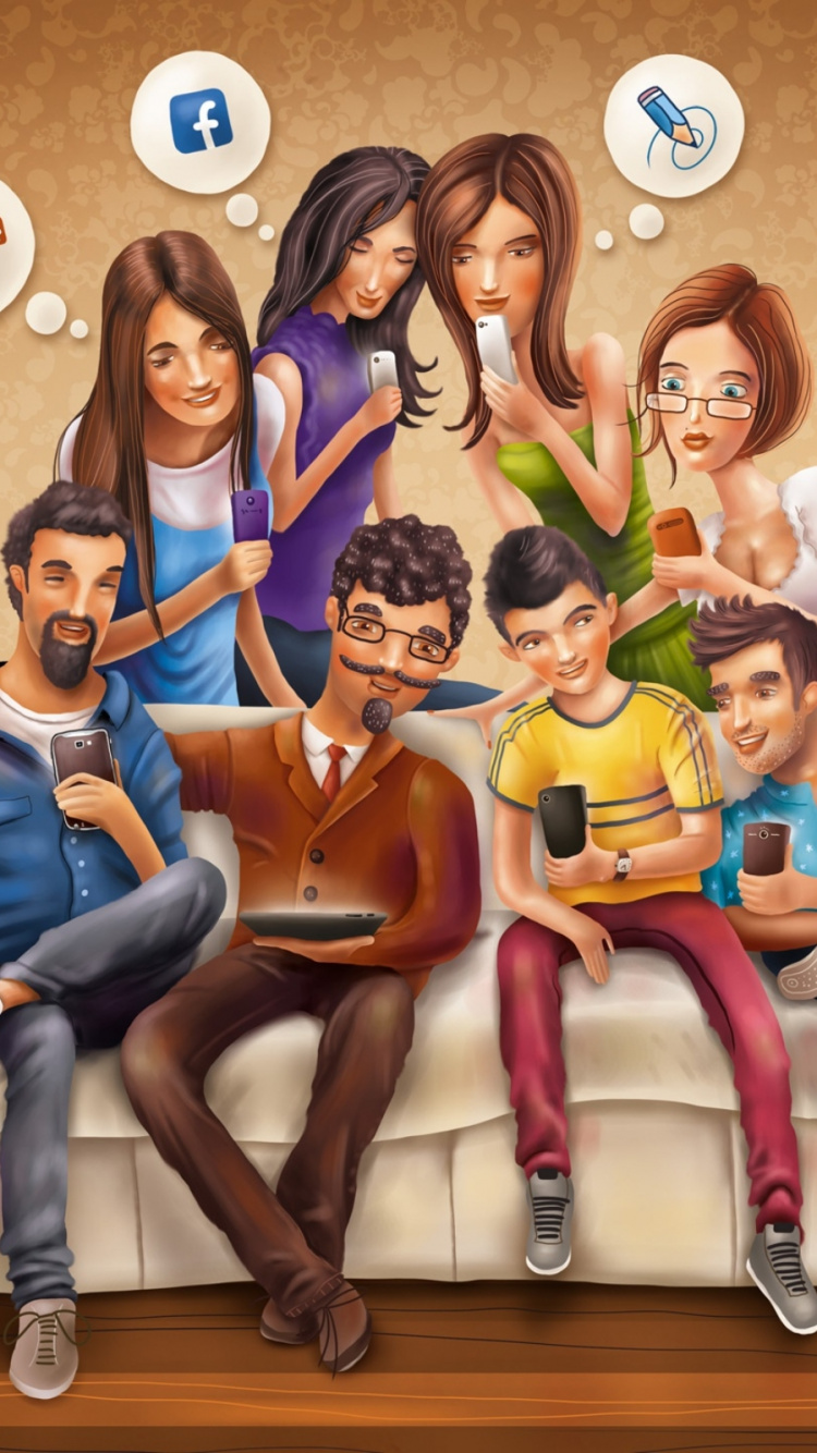 Обои подростки и социальные сети, цифровой маркетинг, социальные сети, пресса, улыбка в разрешении 750x1334