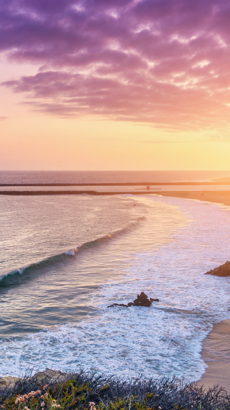 Обои пляж, море, берег, горизонт, побережье в разрешении 750x1334