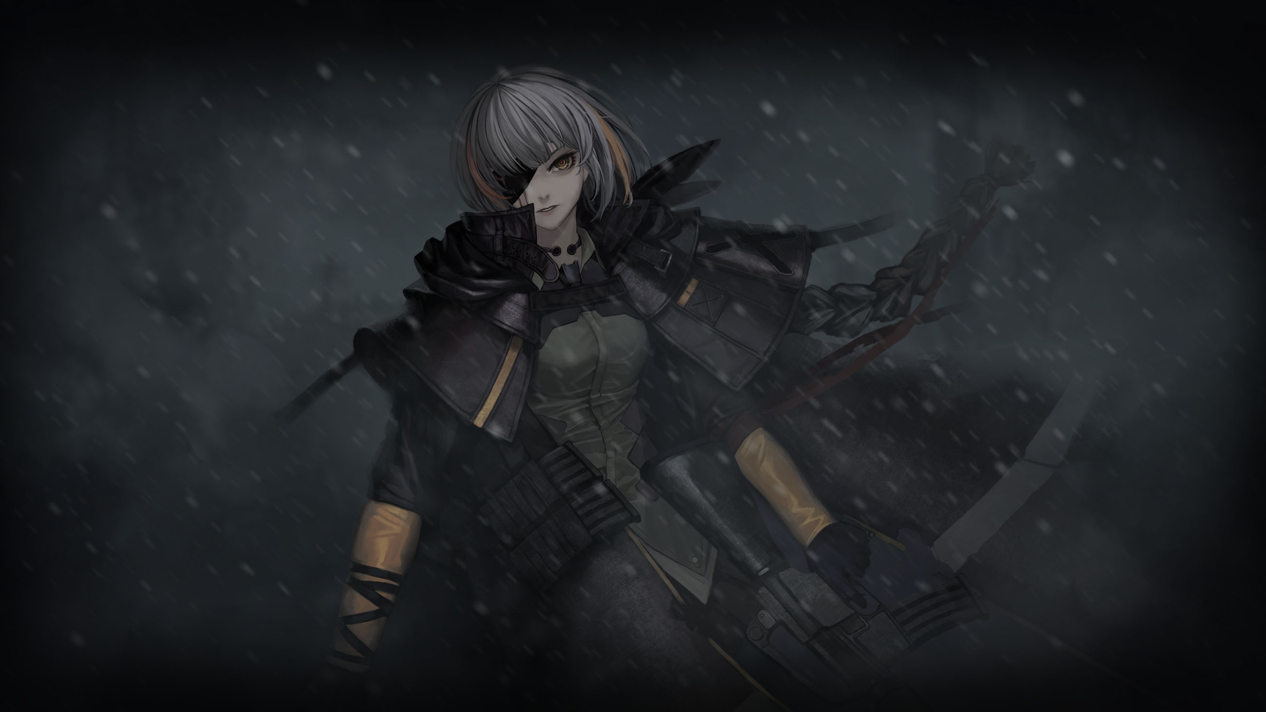 Обои Девочки Прифронтовых, темнота, компьютерная игра, Цифровой композитинг, приключенческая игра в разрешении 2560x1440