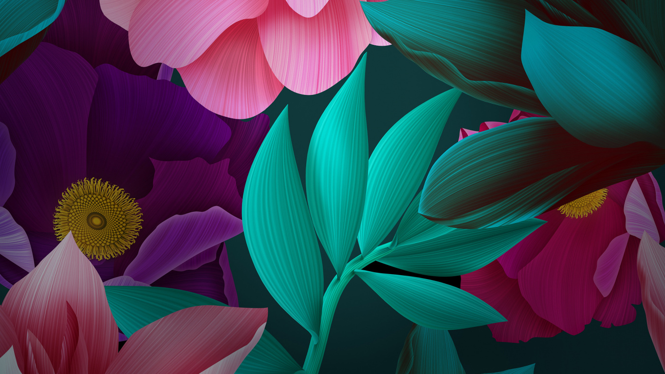 Обои цветок, яблоко, зеленый, растение, свет в разрешении 1366x768