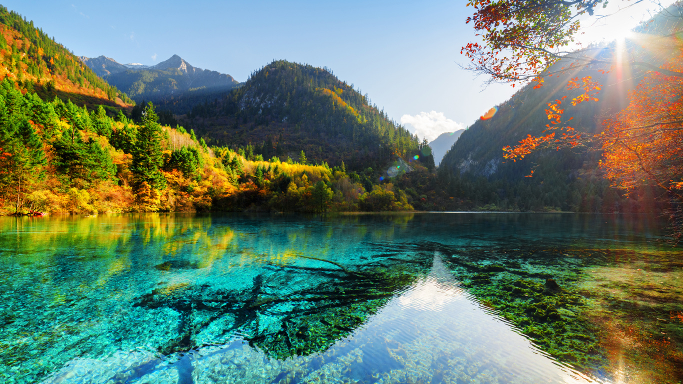 Обои природа, отражение, вода, дикая местность, озеро в разрешении 1366x768