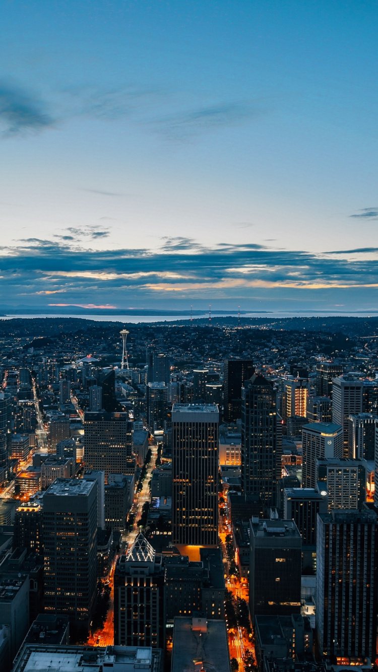 Обои городской пейзаж, город, городской район, горизонт, море в разрешении 750x1334