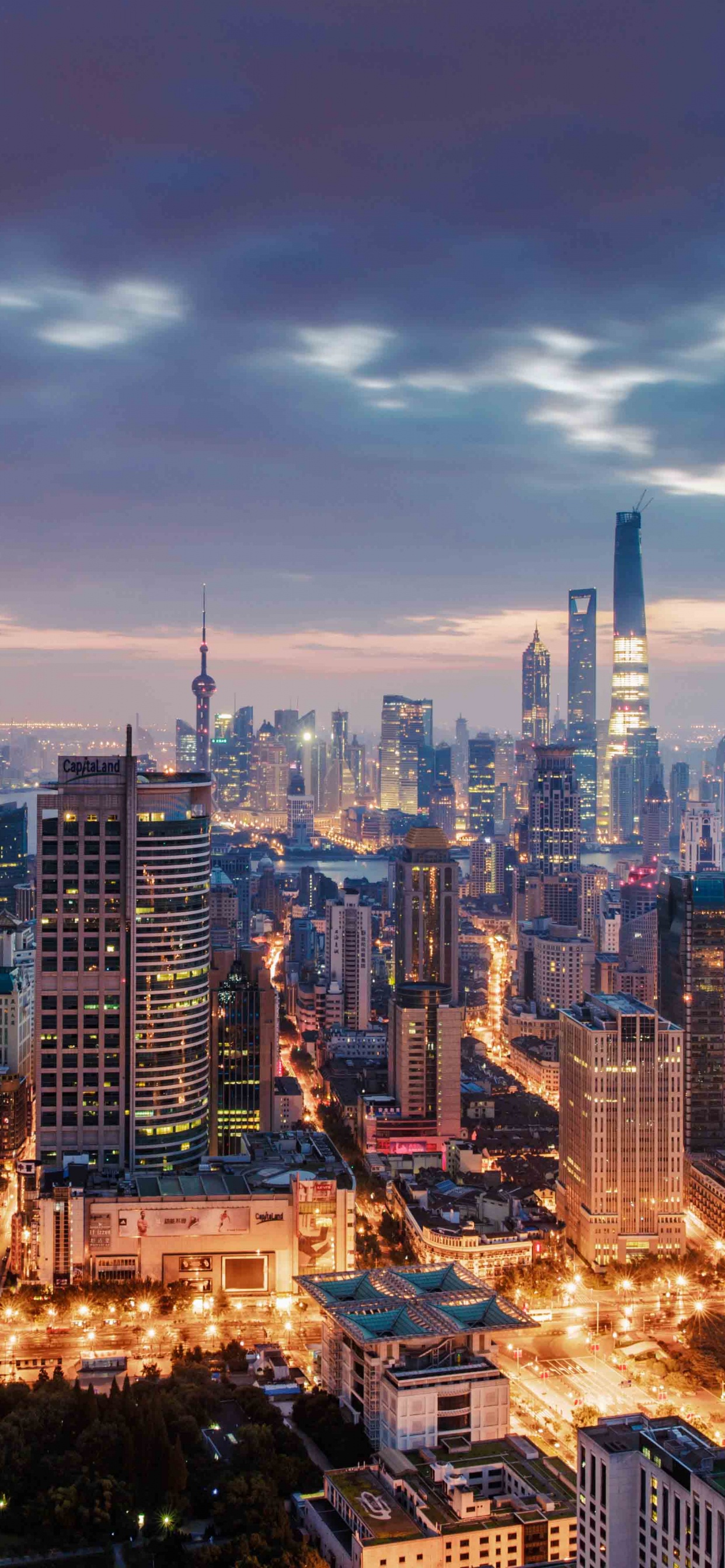 Обои Шанхайская Башня, городской пейзаж, город, городской район, метрополия в разрешении 1242x2688
