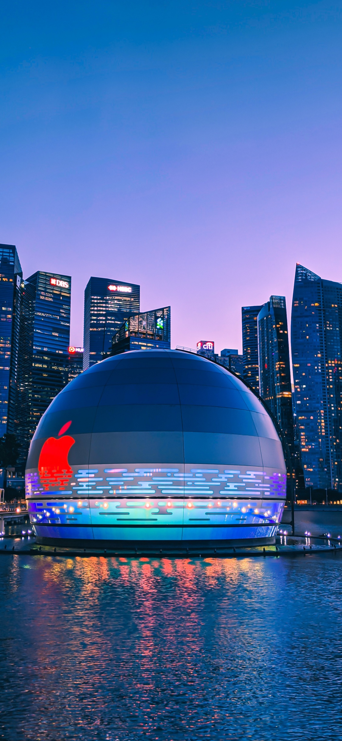 Обои яблоко марина бэй сэндс, Марина Бэй Сэндс Сингапур, яблоко, airpods pro, Марина Бей в разрешении 1125x2436