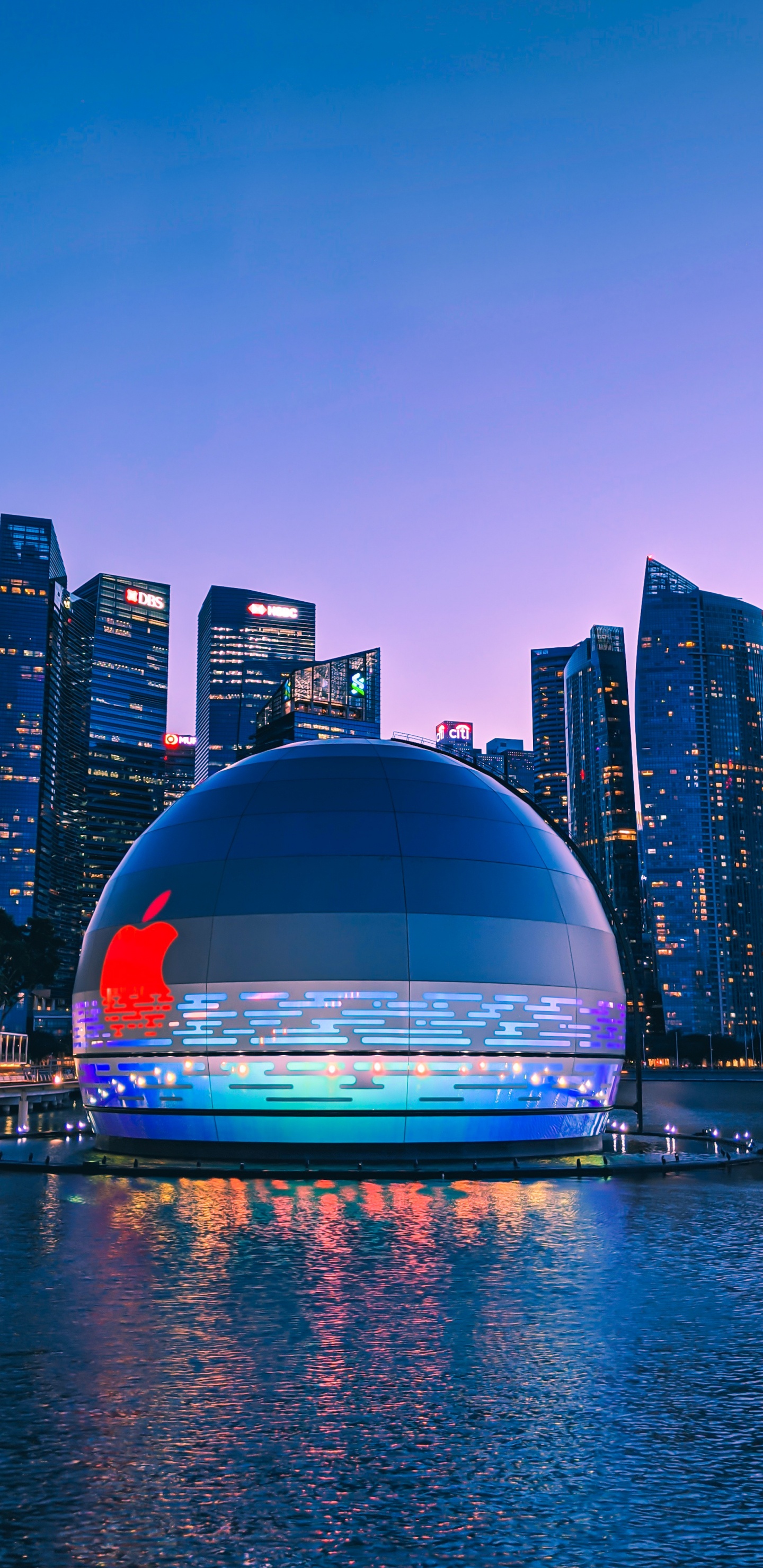 Обои яблоко марина бэй сэндс, Марина Бэй Сэндс Сингапур, яблоко, airpods pro, Марина Бей в разрешении 1440x2960