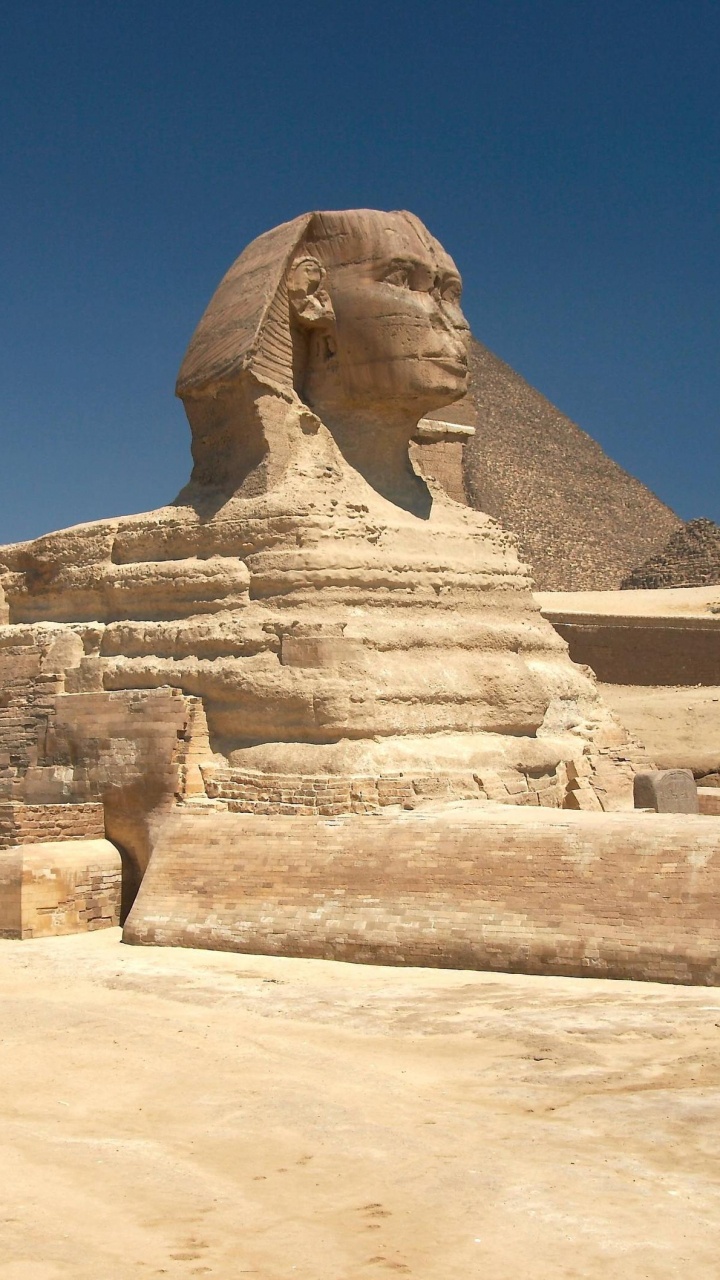 Обои Великий Сфинкс Гизы, Каир, древняя история, историческое место, ориентир в разрешении 720x1280