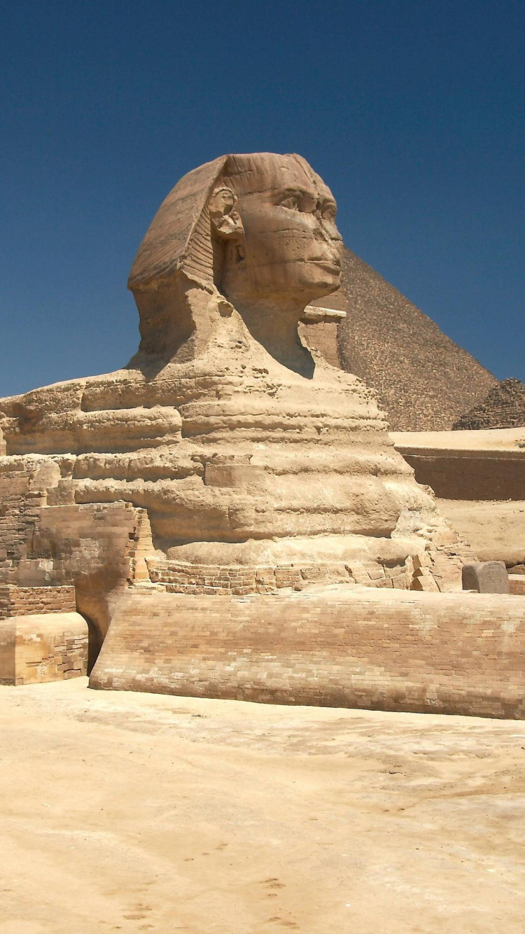 Обои Великий Сфинкс Гизы, Каир, древняя история, историческое место, ориентир в разрешении 750x1334
