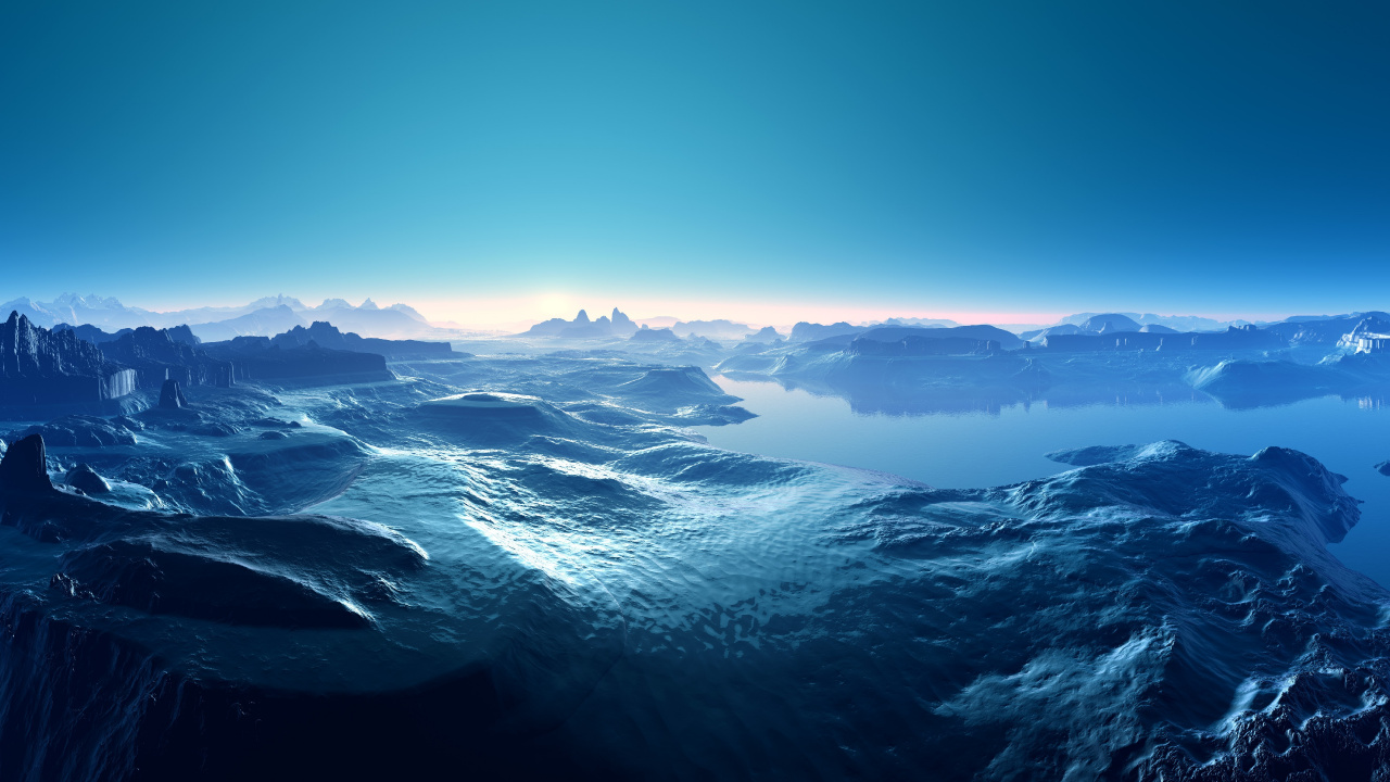 Обои море, гора, атмосфера, горный хребет, горизонт в разрешении 1280x720