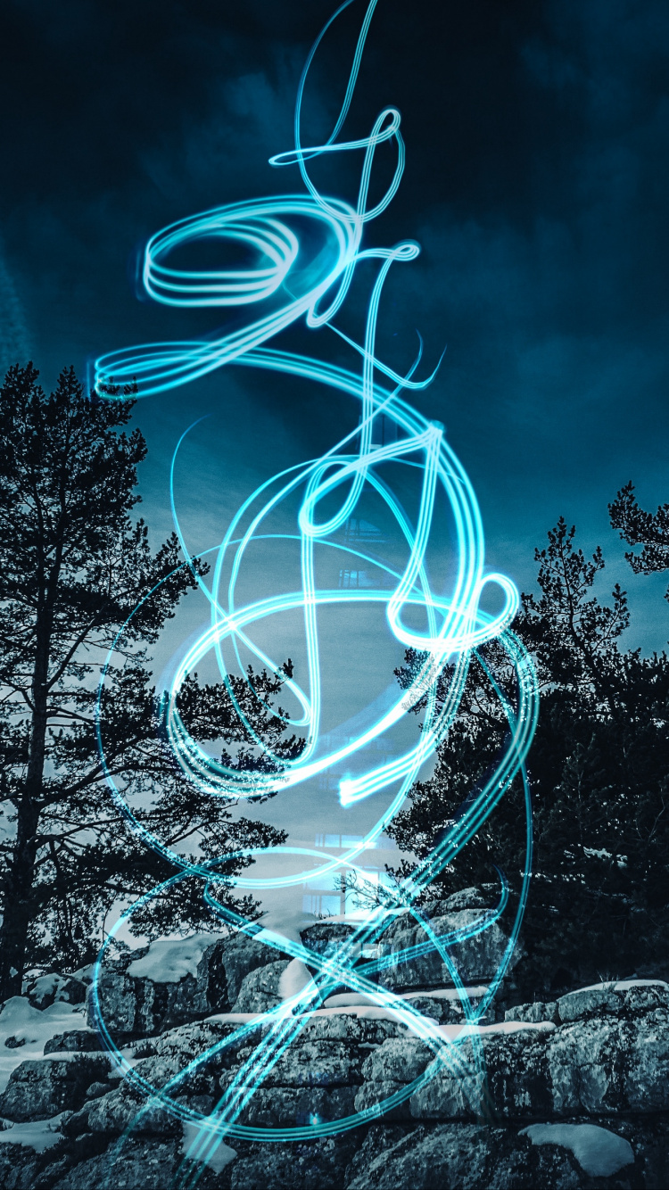 Обои ночь, синий, дерево, свет, темнота в разрешении 750x1334