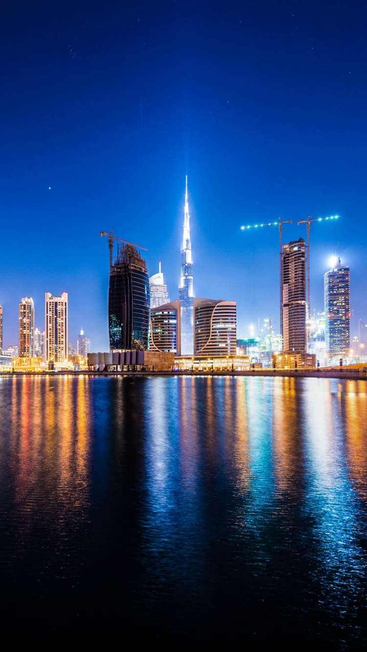 Обои Бурдж Халифа, городской пейзаж, город, линия горизонта, метрополия в разрешении 750x1334