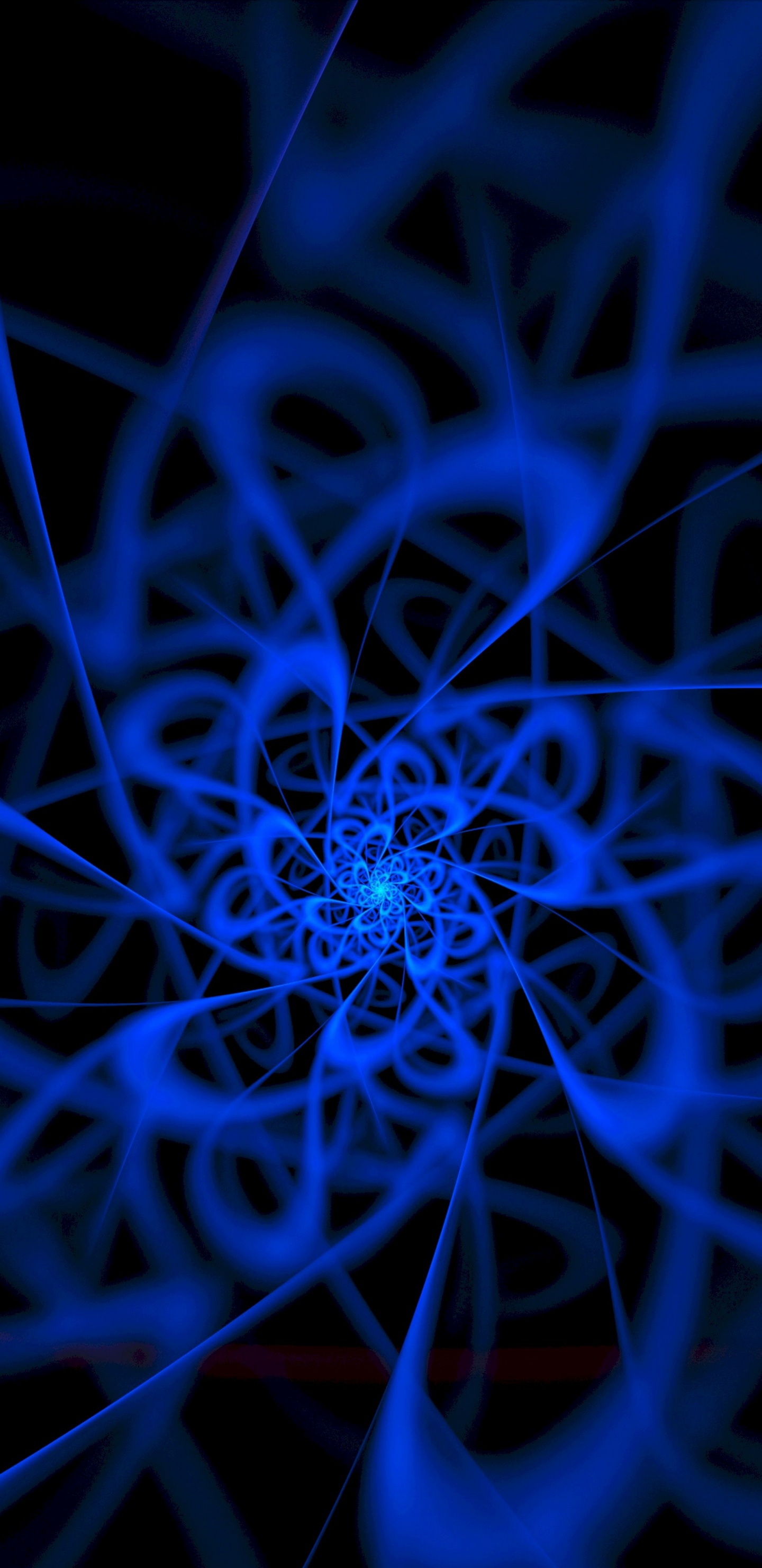 Обои синий, фрактальное искусство, электрик, мажорель синий, узор в разрешении 1440x2960