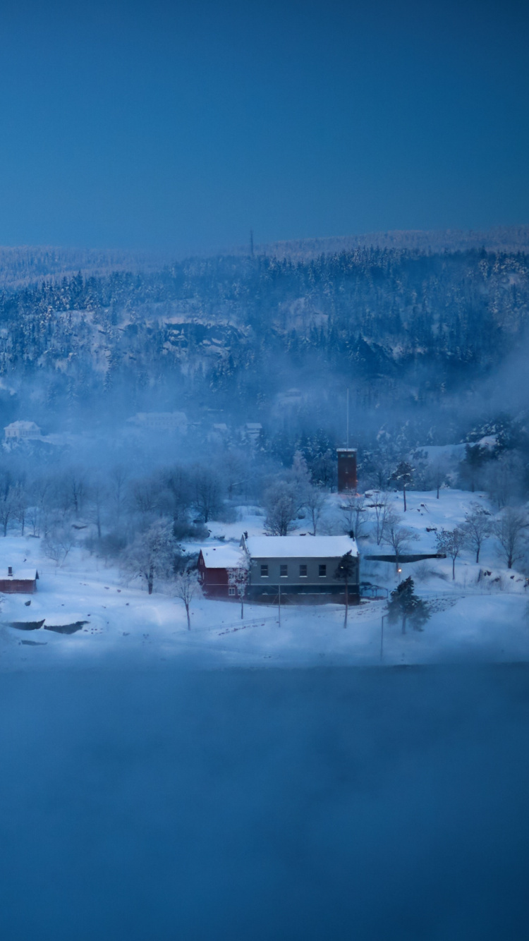 Обои синий, вода, зима, замораживание, атмосфера в разрешении 750x1334