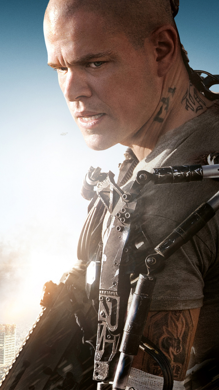 Обои Элизиум, фильм, 2013, Макс DeCosta, Мэтт Дэймон в разрешении 750x1334