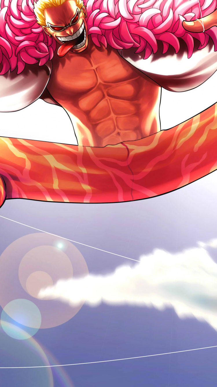 Обои Donquixote Doflamingo, мультфильм, аниме, мышца, Трафальгар Д Водное Право в разрешении 750x1334
