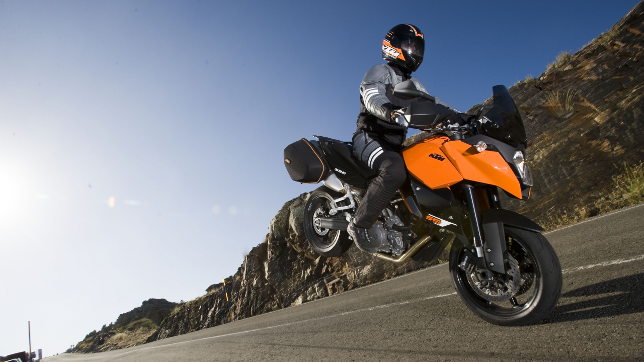 Обои КТМ, мотоцикл, КТМ 990 супер Дюк, Вили, супермото в разрешении 1280x720