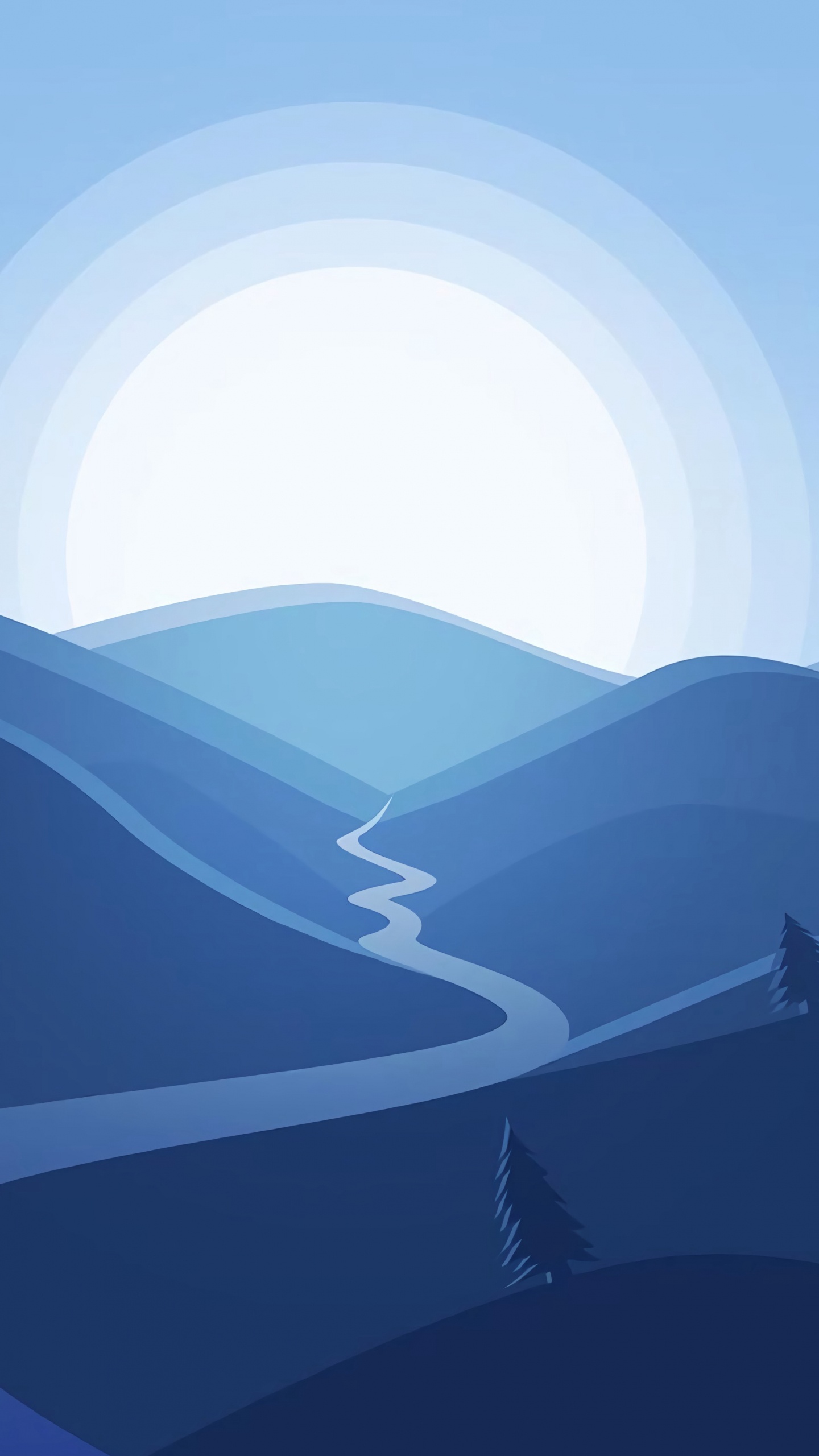 Обои синий, гора, атмосфера, холм, горный хребет в разрешении 1440x2560