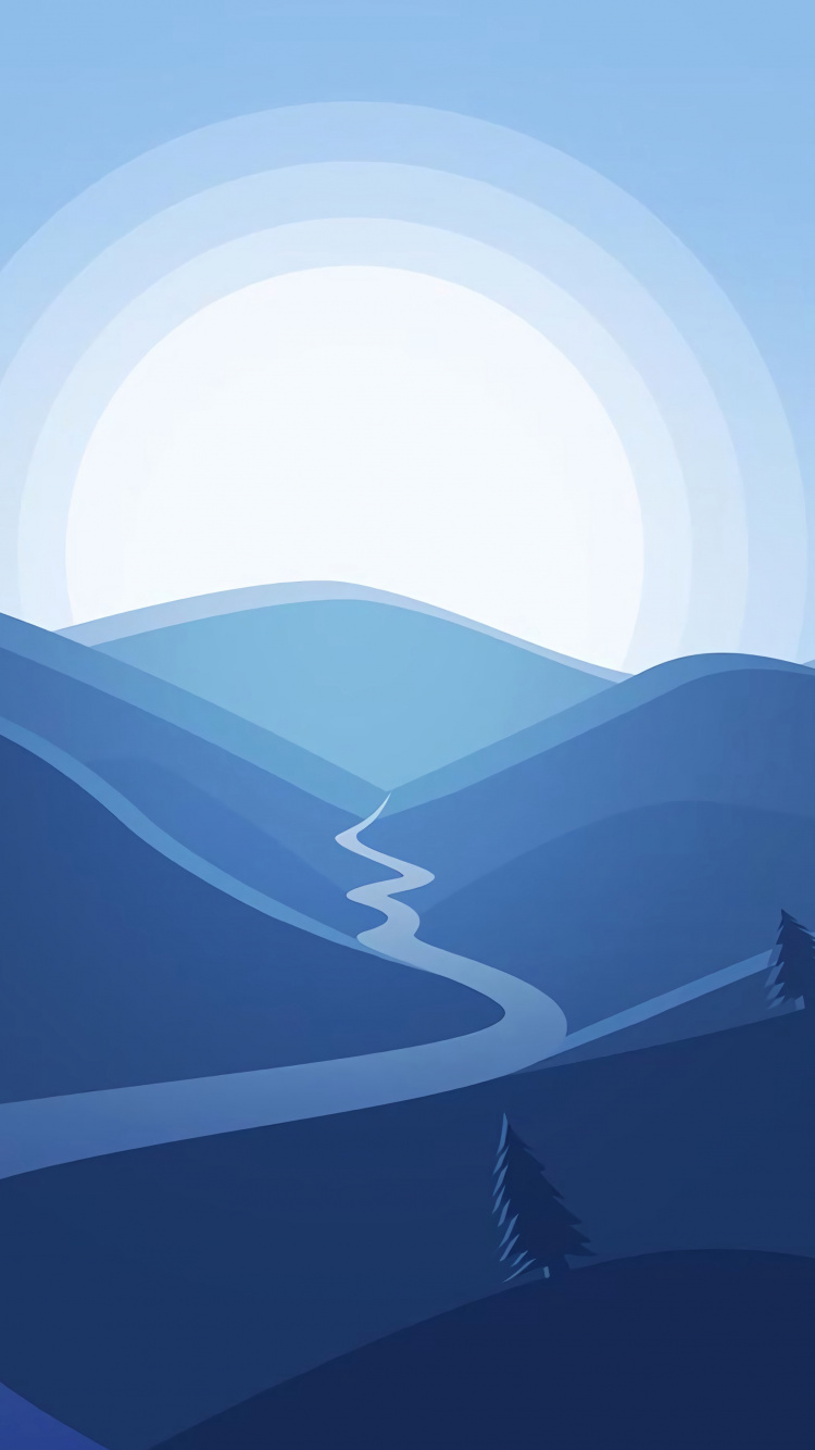 Обои синий, гора, атмосфера, холм, горный хребет в разрешении 750x1334