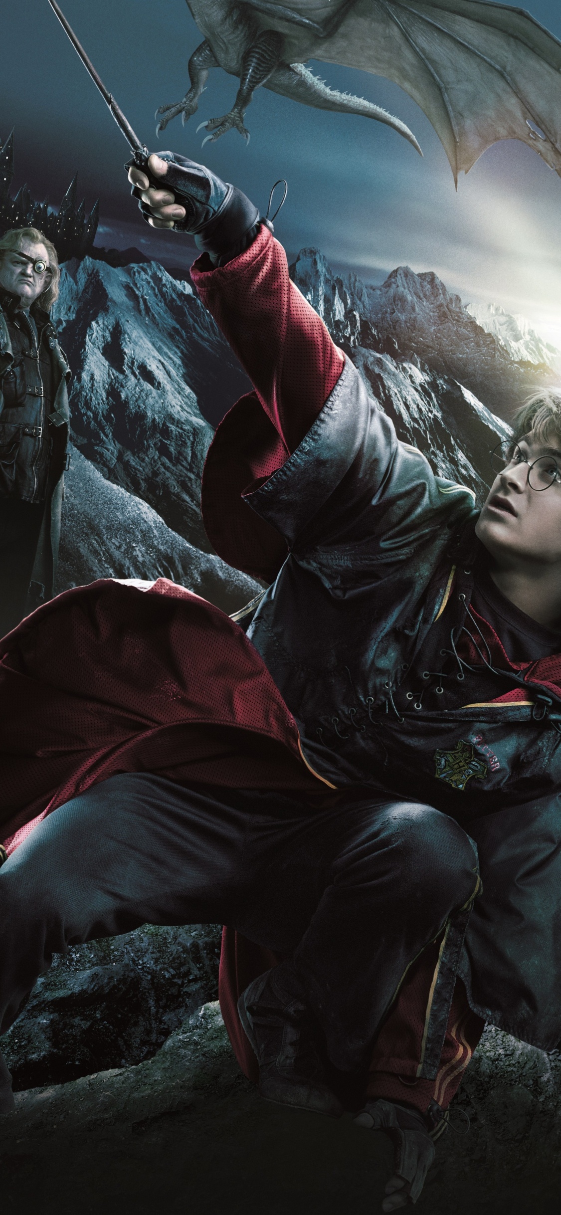 Обои Гарри Поттер и Кубок Огня, Дэниел Редклифф, Лорд Волдеморт, прицеп, арт в разрешении 1125x2436