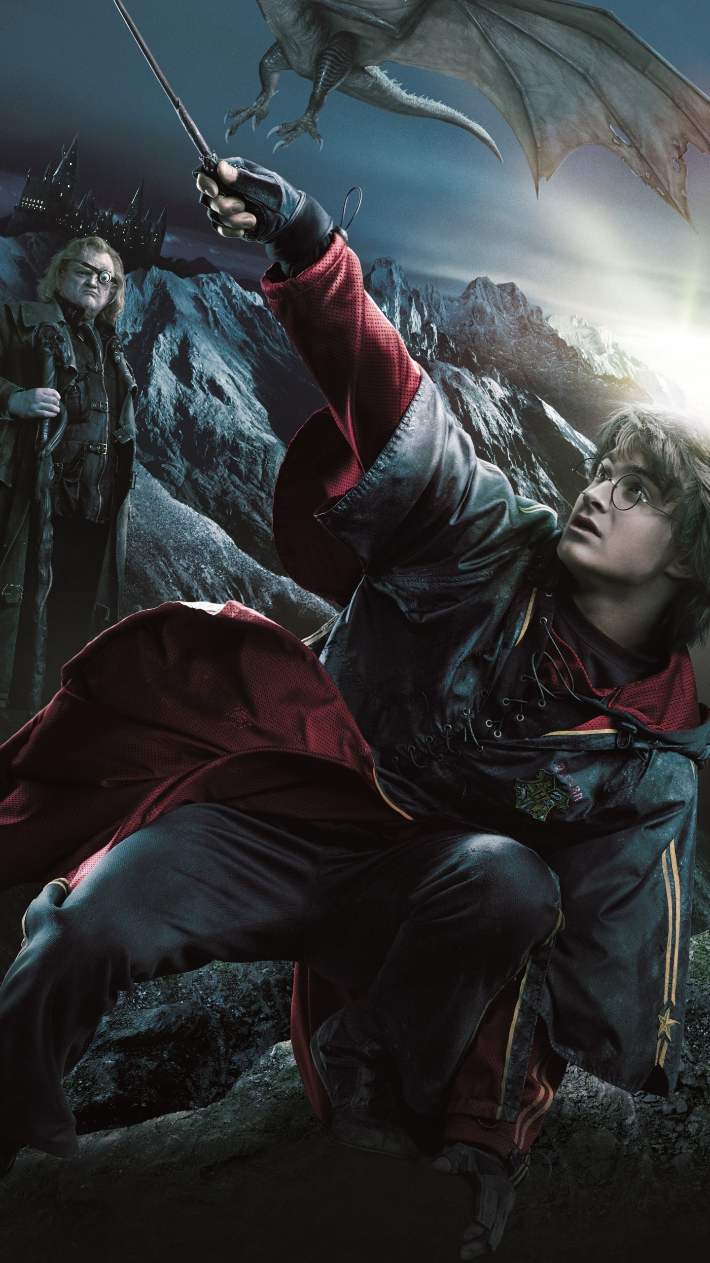 Обои Гарри Поттер и Кубок Огня, Дэниел Редклифф, Лорд Волдеморт, прицеп, арт в разрешении 1440x2560