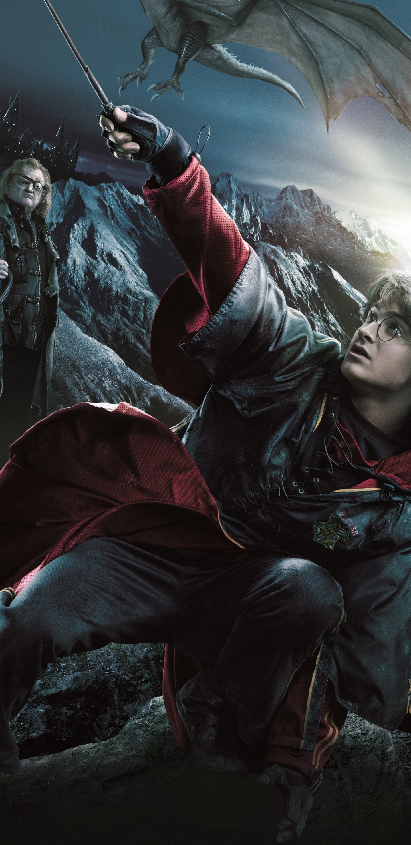 Обои Гарри Поттер и Кубок Огня, Дэниел Редклифф, Лорд Волдеморт, прицеп, арт в разрешении 1440x2960