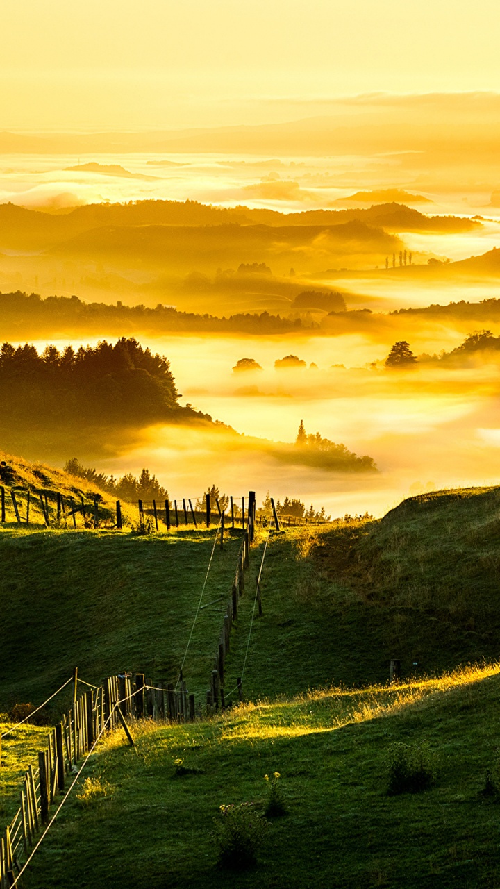 Обои восход солнца, закат, природа, холм, утро в разрешении 720x1280