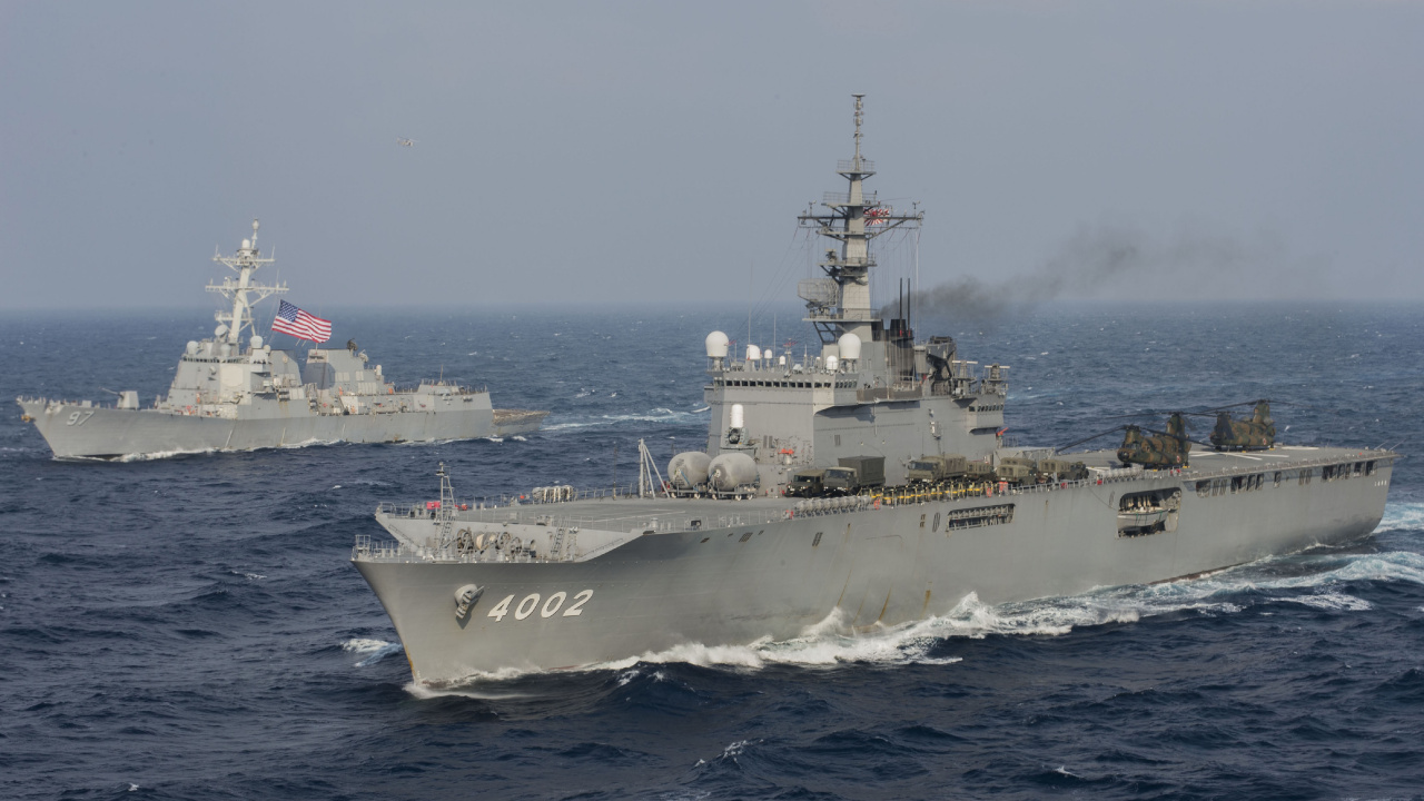 Обои Усс Хэлси ДДГ-97, Япония Морской Силы Самообороны, Яш Симокита, военный корабль, морское ведомство в разрешении 1280x720