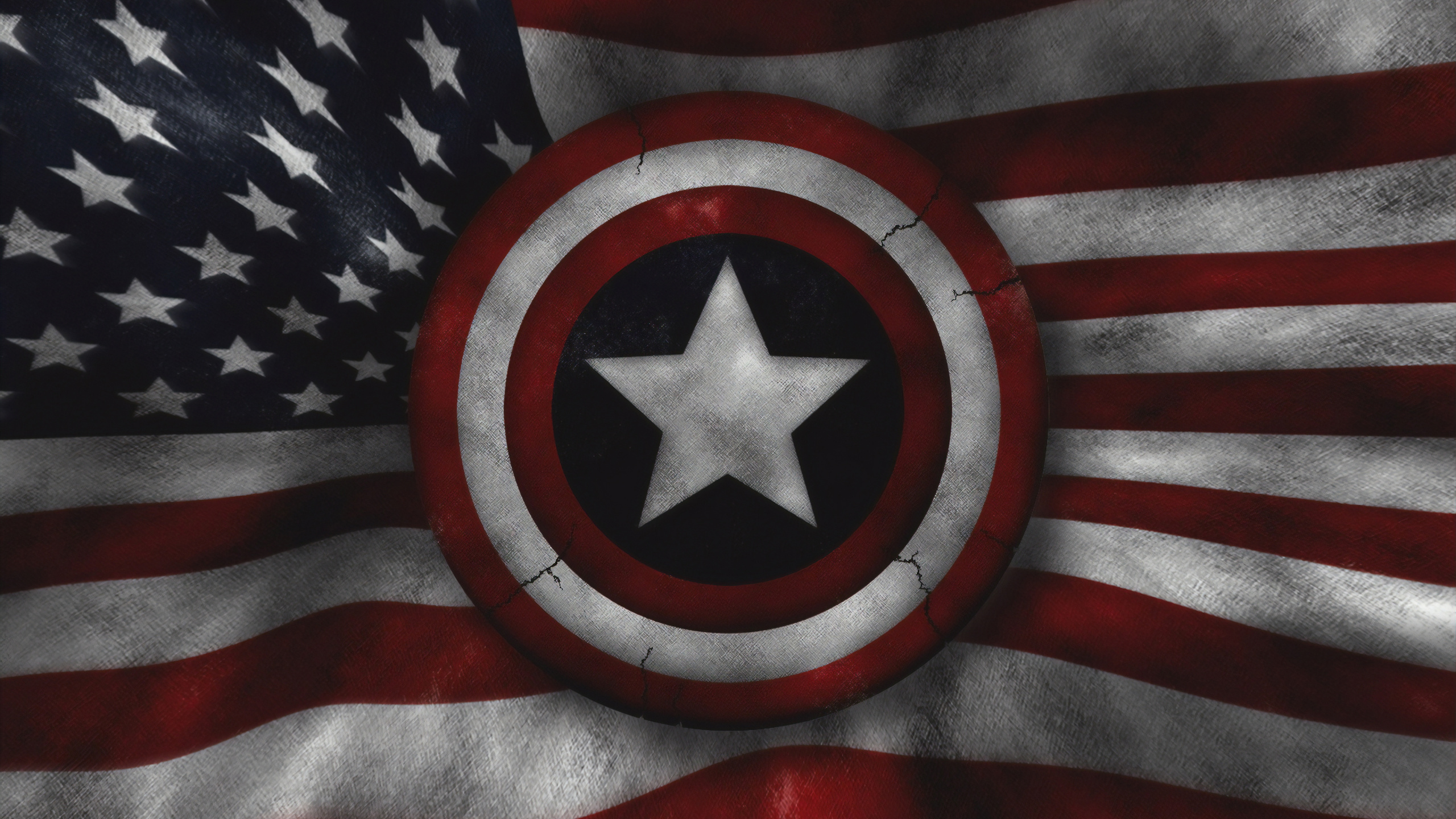 Обои Капитан Америка, Соединенные Штаты, Щит Капитана Америки, флаг, красный цвет в разрешении 2560x1440