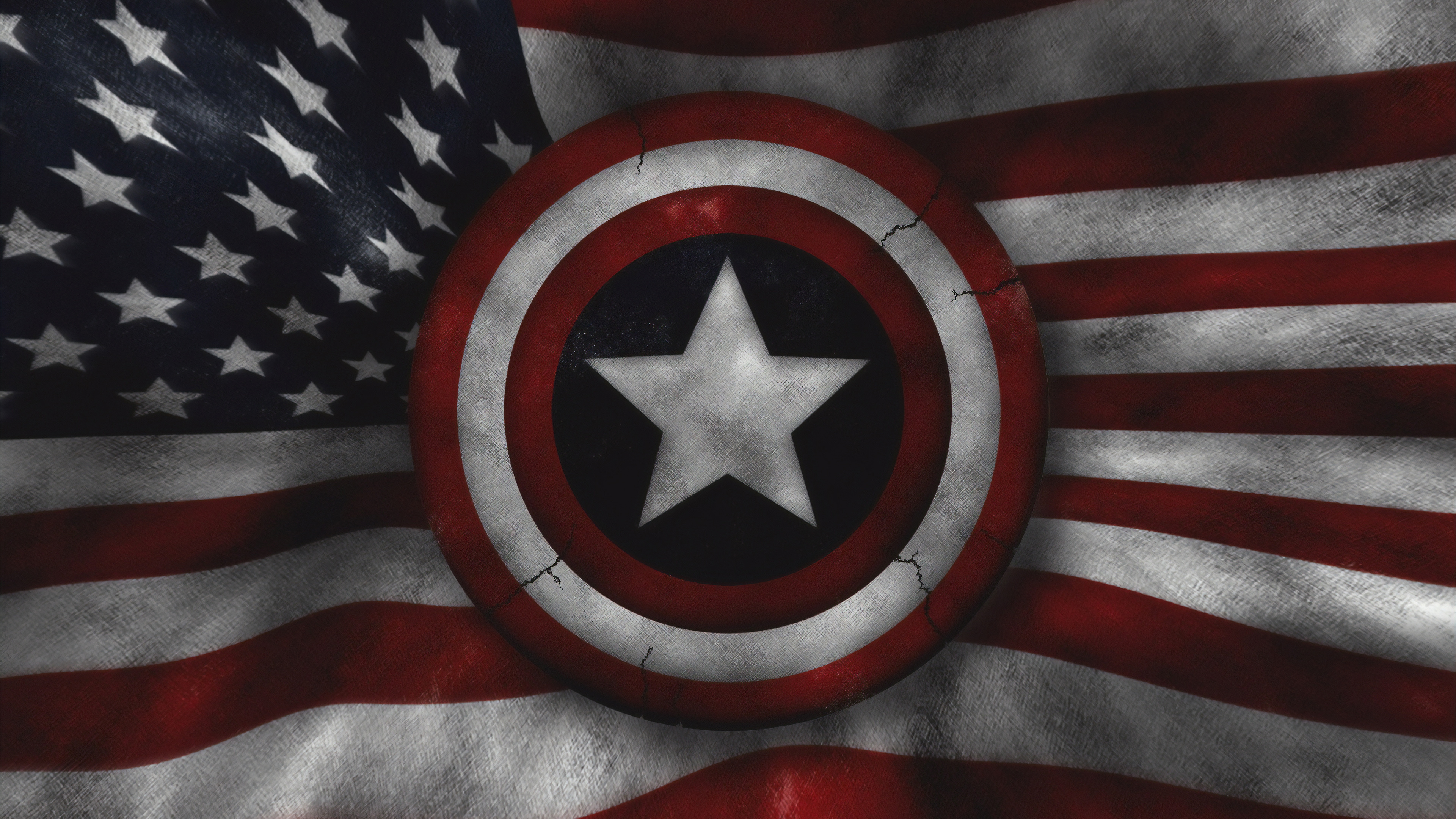 Обои Капитан Америка, Соединенные Штаты, Щит Капитана Америки, флаг, красный цвет в разрешении 3840x2160