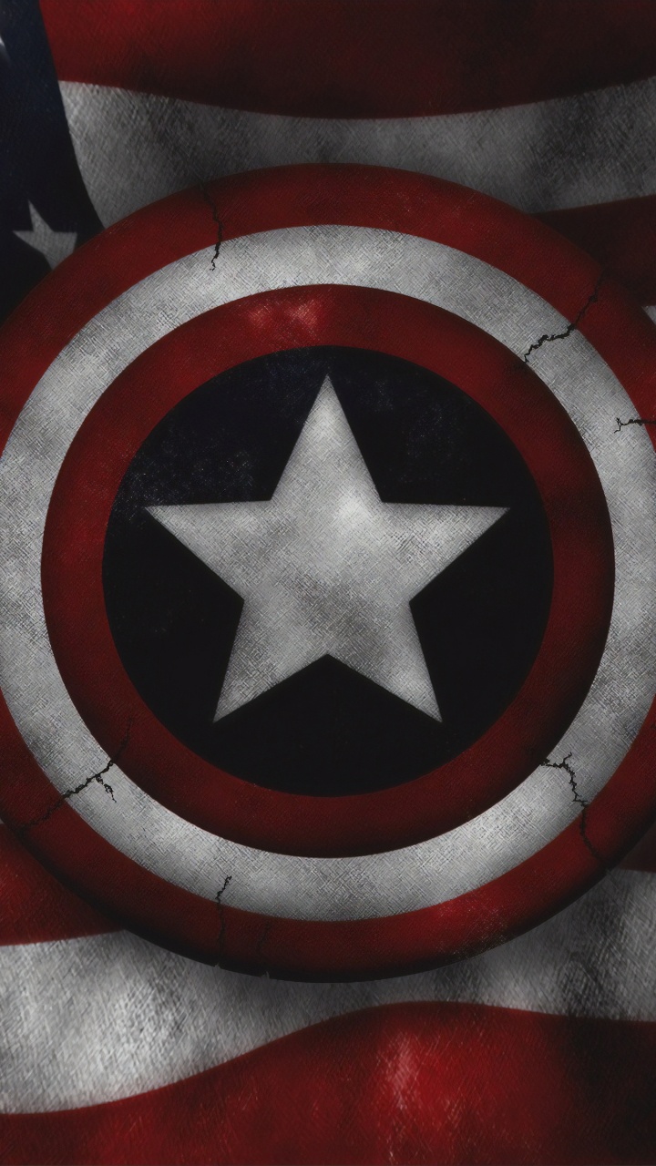 Обои Капитан Америка, Соединенные Штаты, Щит Капитана Америки, флаг, красный цвет в разрешении 720x1280