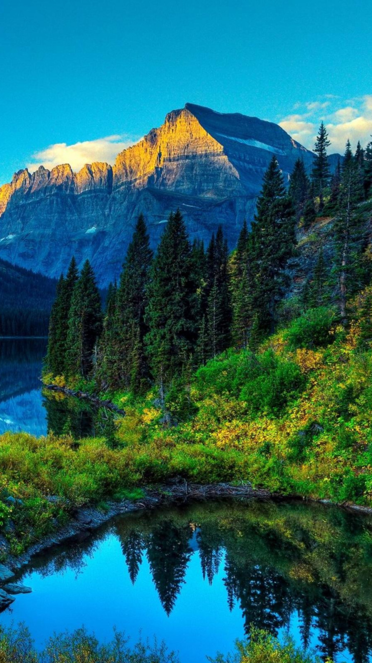 Обои природа, гора, отражение, дикая местность, озеро в разрешении 750x1334