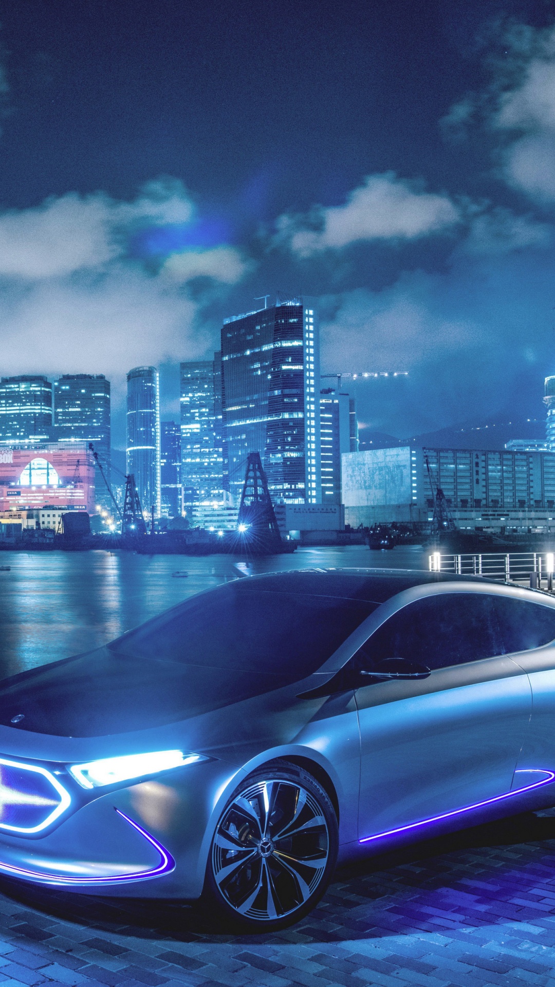 Обои Даймлер АГ, авто, отражение, mercedes benz, синий в разрешении 1080x1920