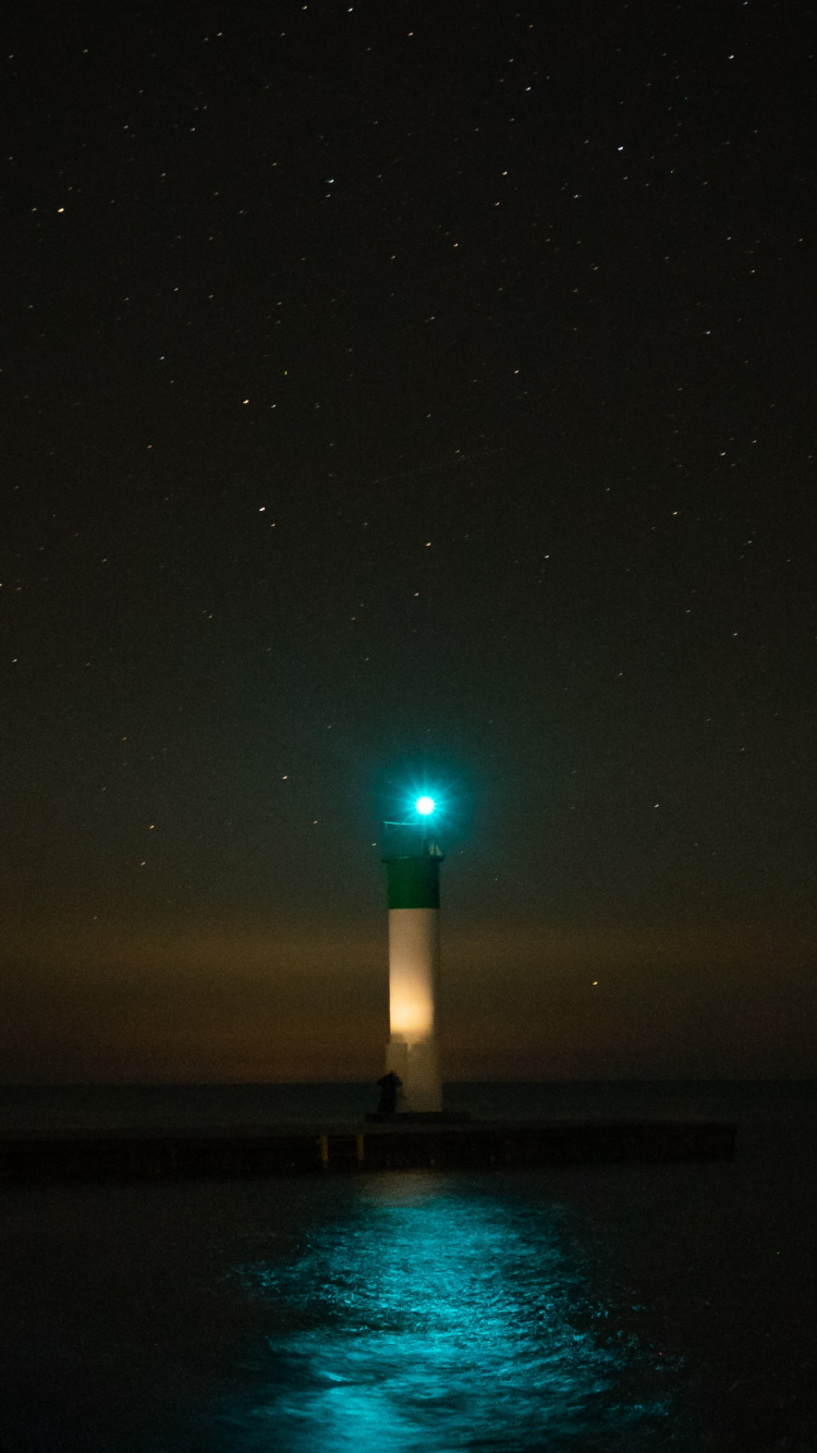 Обои вода, Маяк, атмосфера, уличный фонарь, вышка в разрешении 750x1334