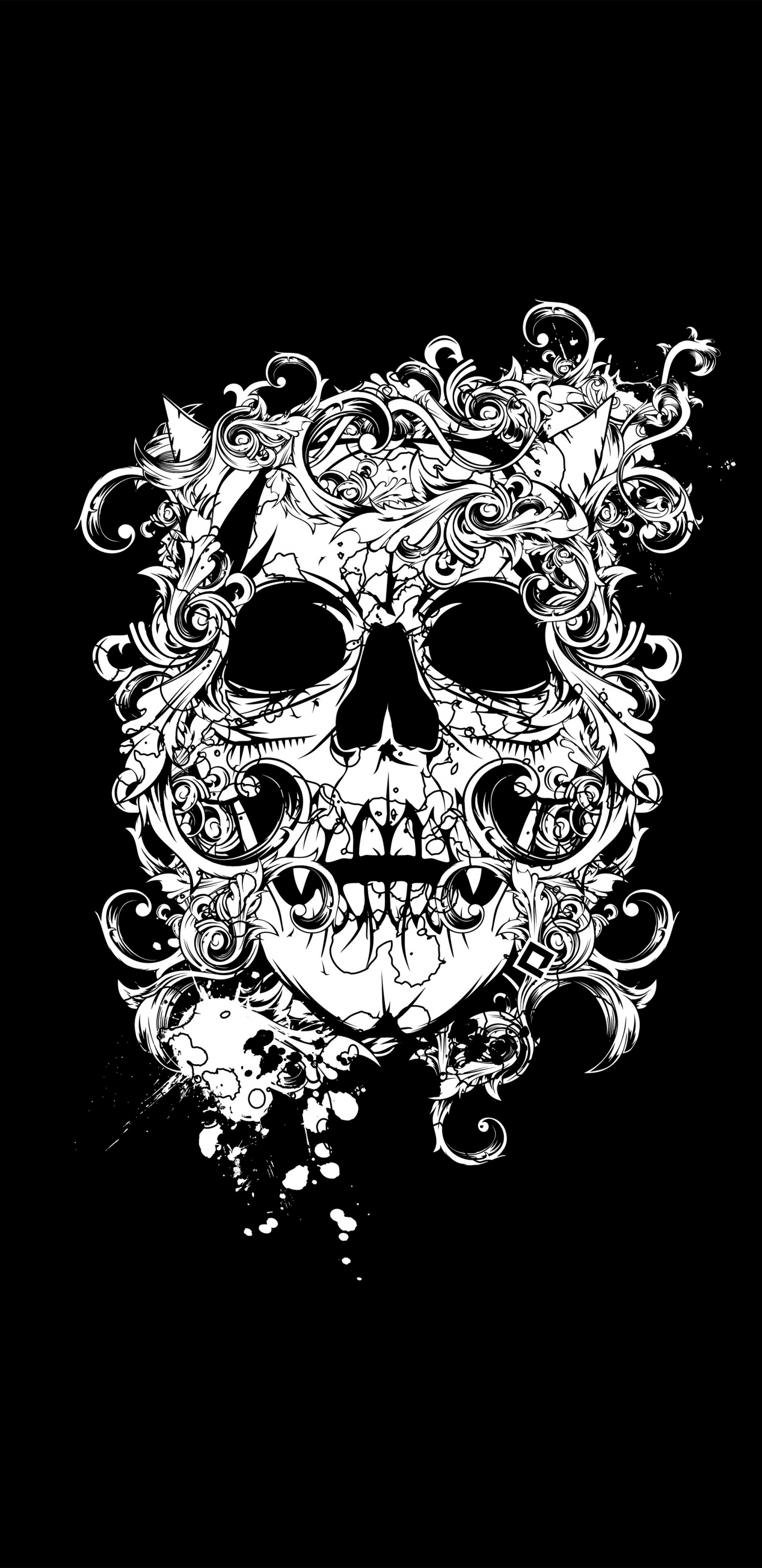 Обои дизайн череп вектор, дизайн, рисование, векторная графика, иллюстрация в разрешении 1440x2960