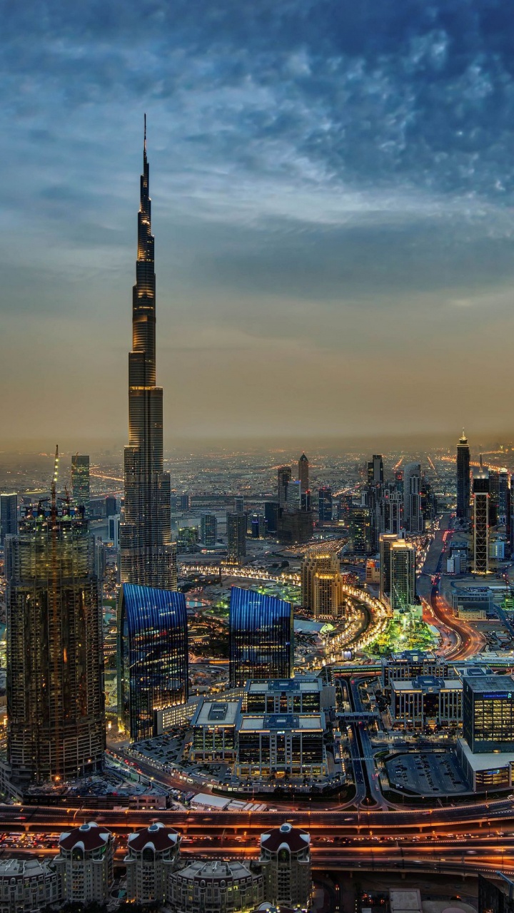 Обои Бурдж Халифа, городской пейзаж, город, городской район, небоскреб в разрешении 720x1280