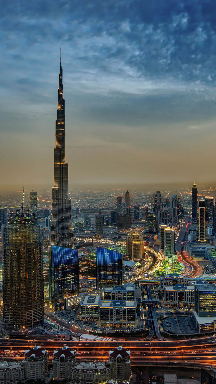 Обои Бурдж Халифа, городской пейзаж, город, городской район, небоскреб в разрешении 750x1334