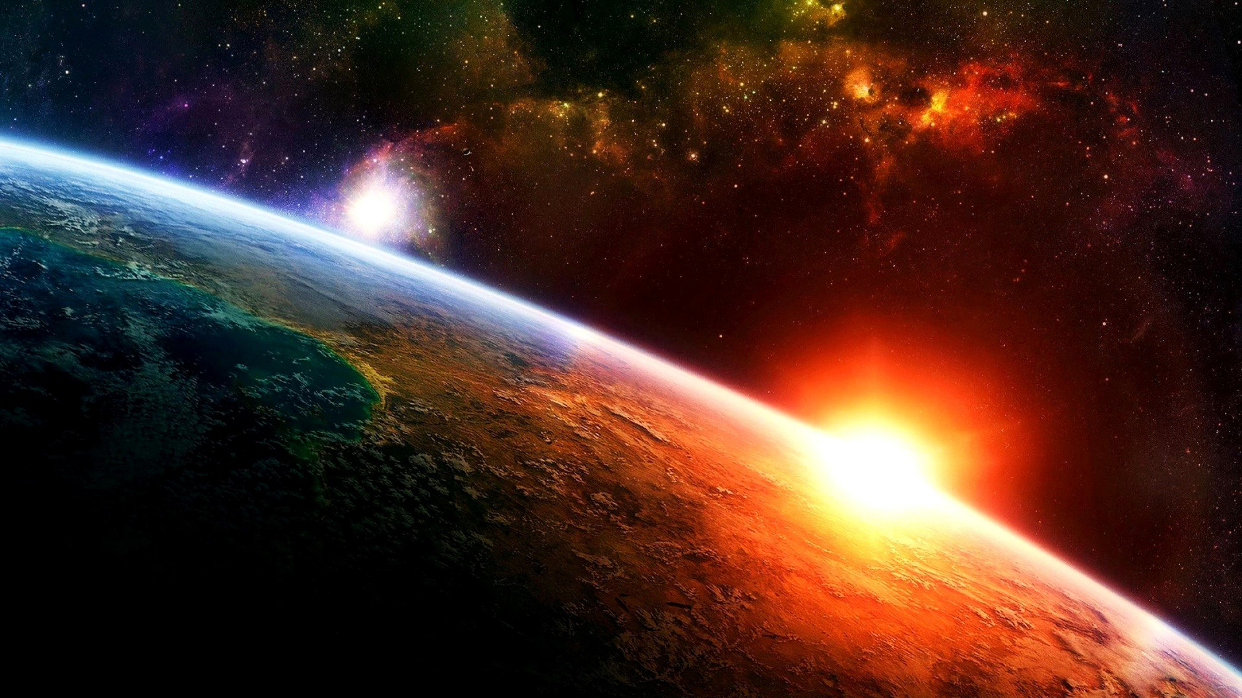 Обои космос, космическое пространство, атмосфера, астрономический объект, планета в разрешении 2560x1440