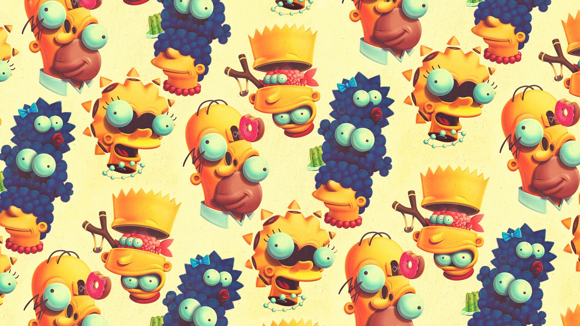 Обои Барт Симпсон, Лиза Симпсон, Мэгги Симпсон, Мардж Симпсон, мультфильм в разрешении 1920x1080