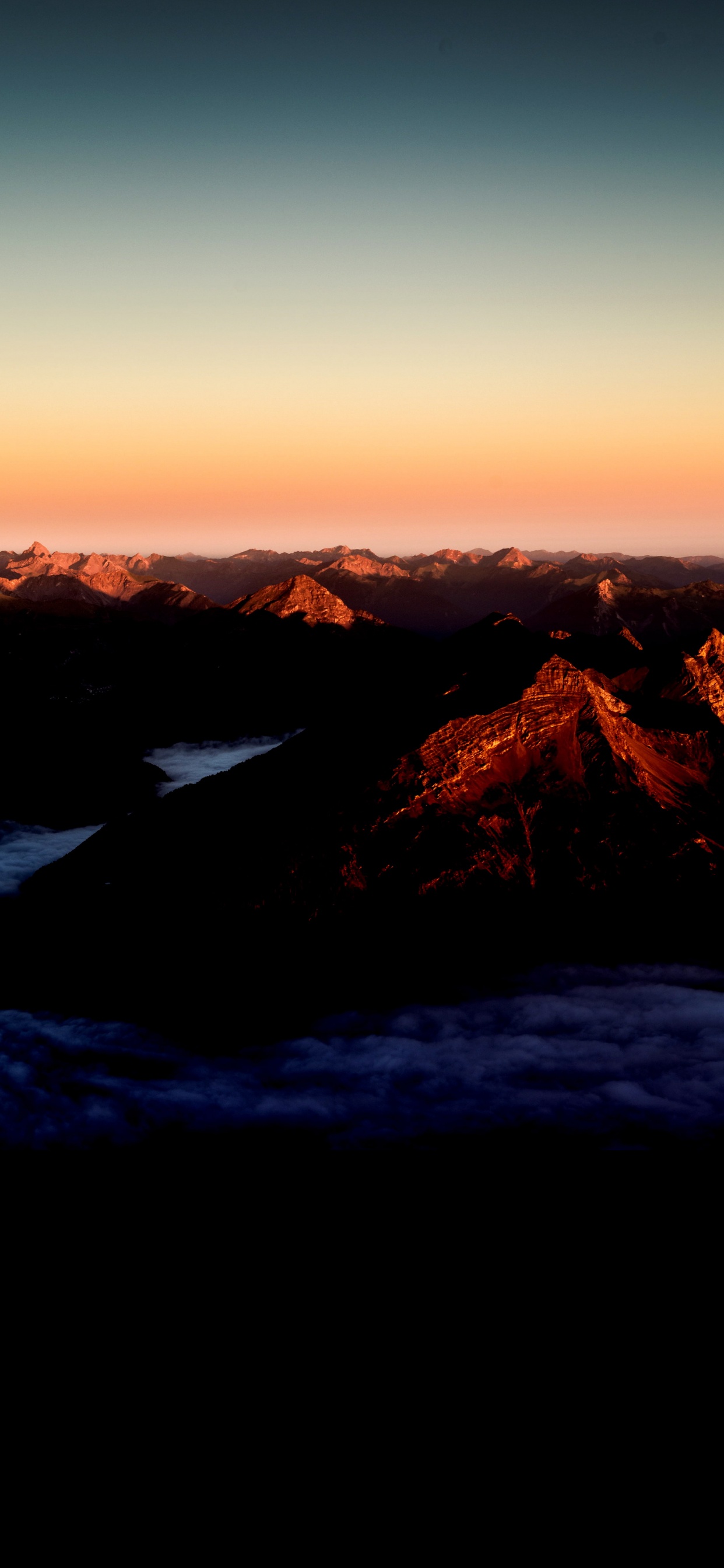 Обои атмосфера, экорегион, природный ландшафт, послесвечение, нагорье в разрешении 1242x2688