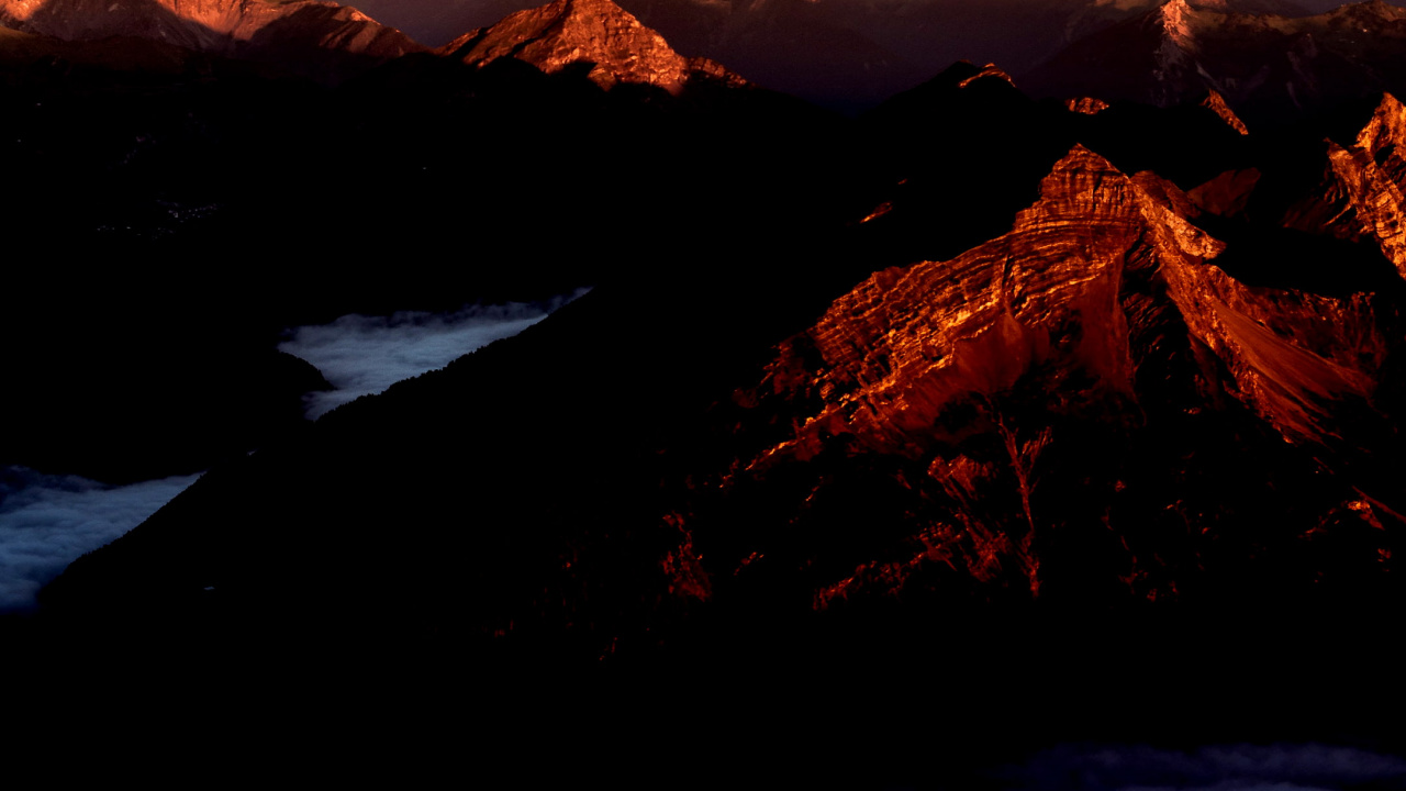 Обои атмосфера, экорегион, природный ландшафт, послесвечение, нагорье в разрешении 1280x720