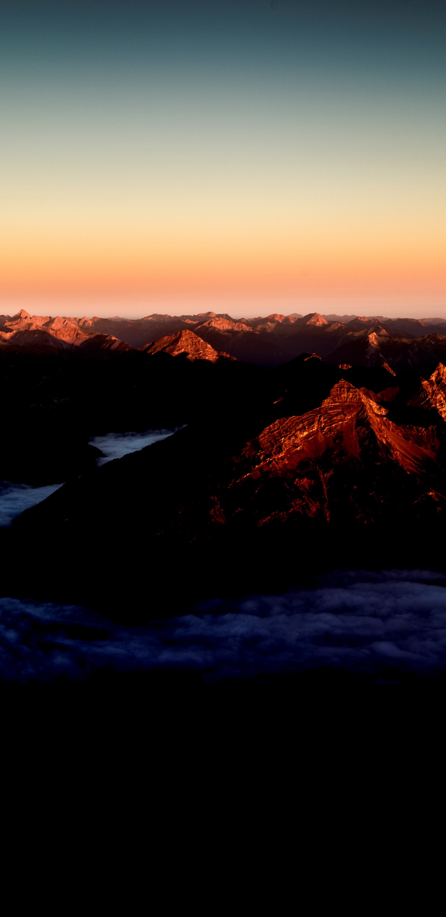 Обои атмосфера, экорегион, природный ландшафт, послесвечение, нагорье в разрешении 1440x2960