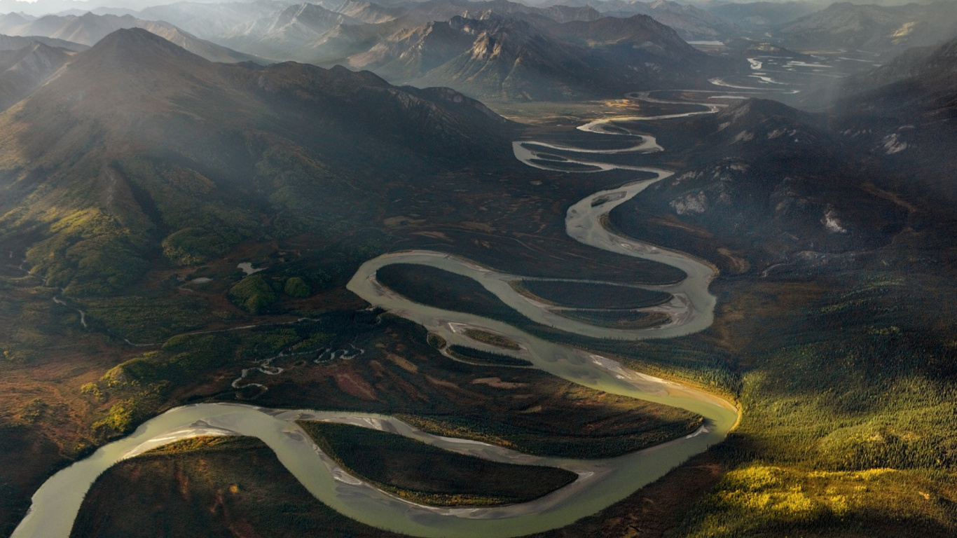 Обои гора, долину реку алатну, нагорье, Алатну, гидроресурсы в разрешении 1366x768