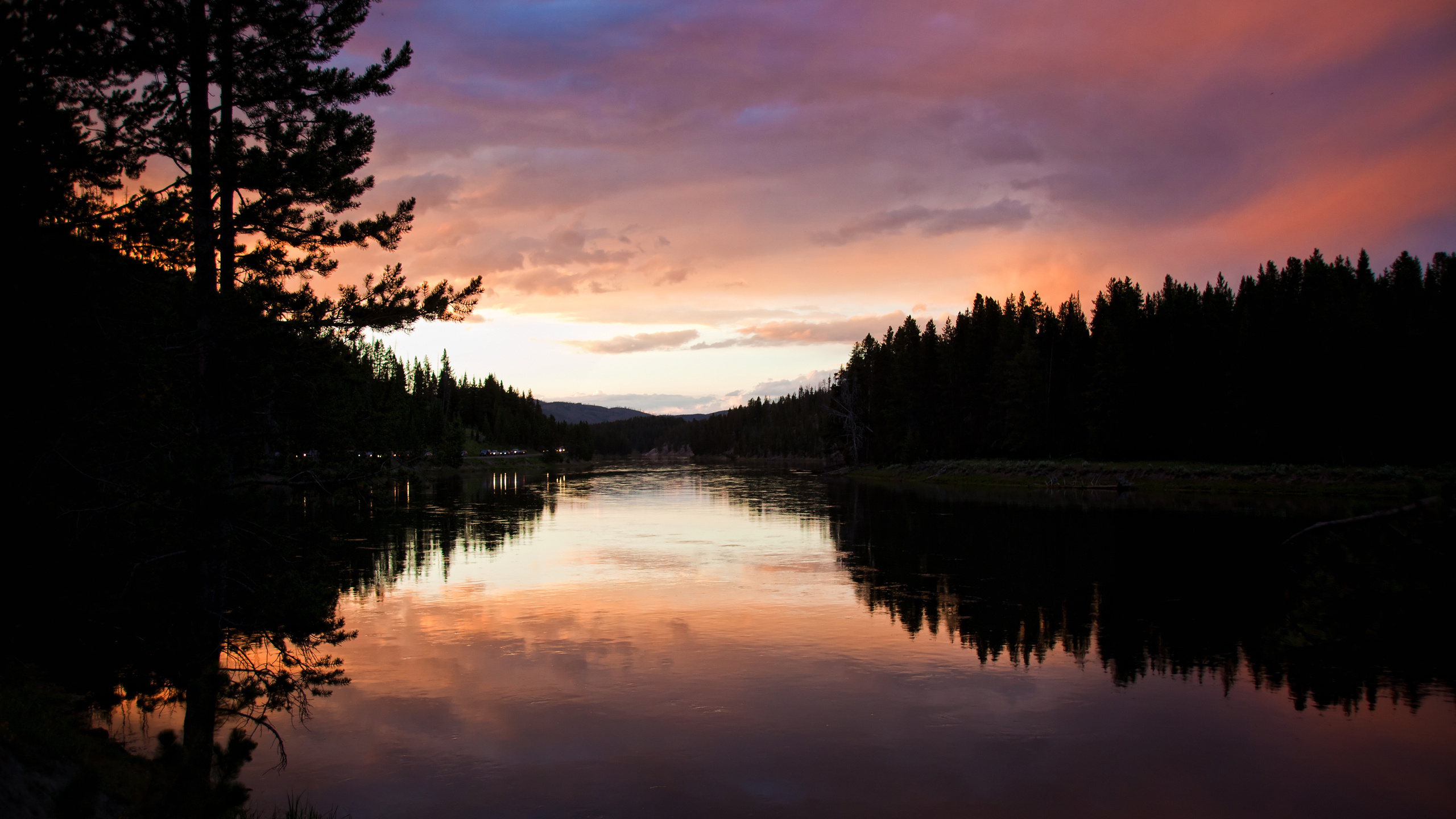 Обои закат, природа, отражение, вода, озеро в разрешении 2560x1440