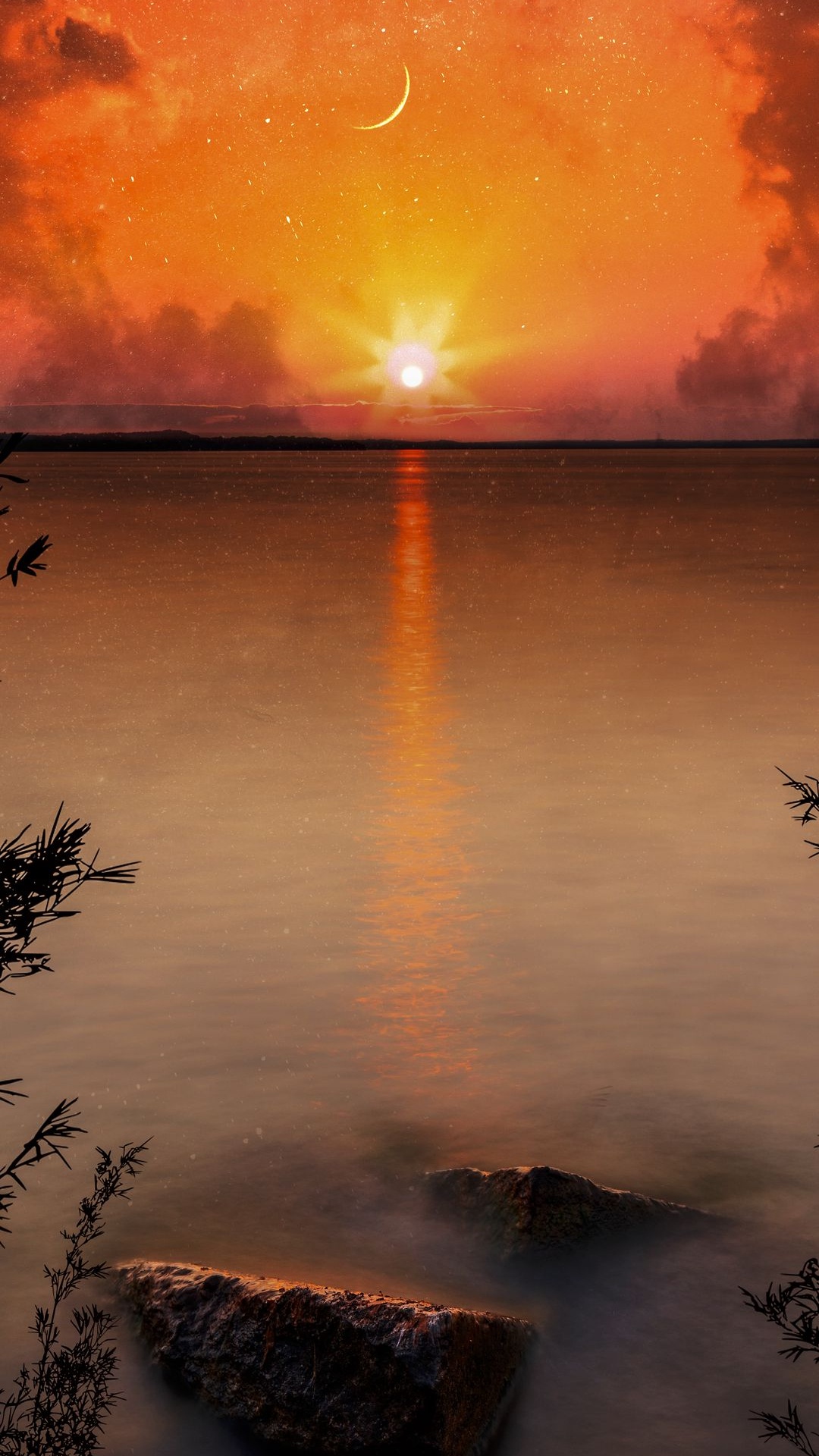 Обои отражение, вода, облако, гидроресурсы, атмосфера в разрешении 1080x1920