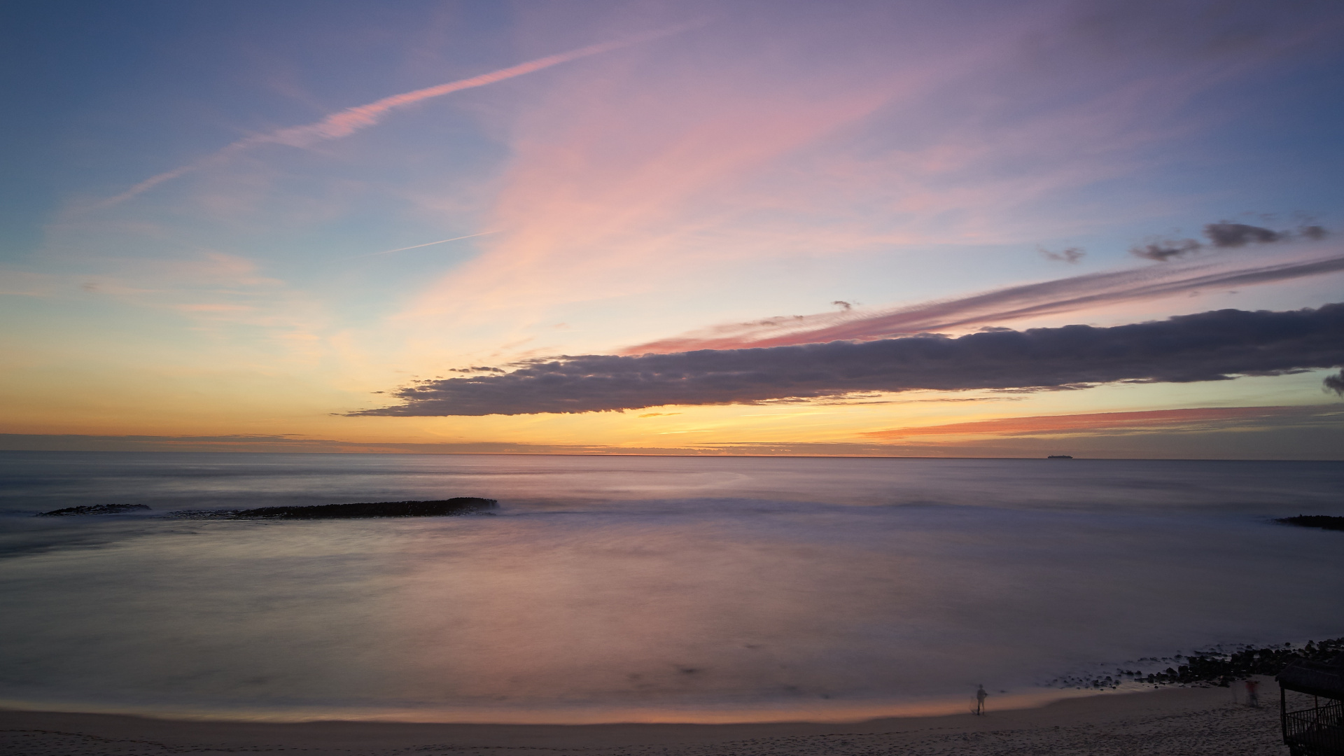 Обои закат, море, горизонт, облако, океан в разрешении 1920x1080