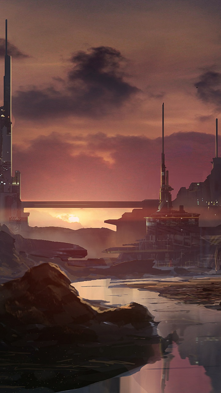 Обои Научная фантастика, арт, будущее, живопись, пейзаж в разрешении 720x1280