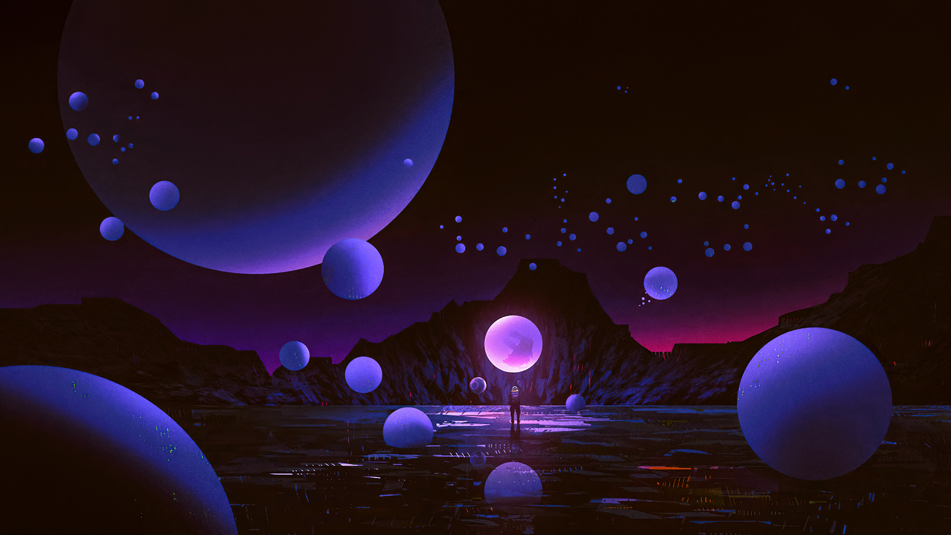 Обои атмосфера, свет, лазурный, пурпур, черный в разрешении 1920x1080