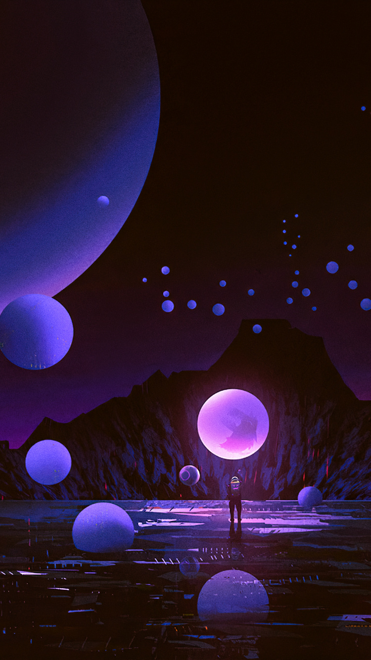 Обои атмосфера, свет, лазурный, пурпур, черный в разрешении 750x1334