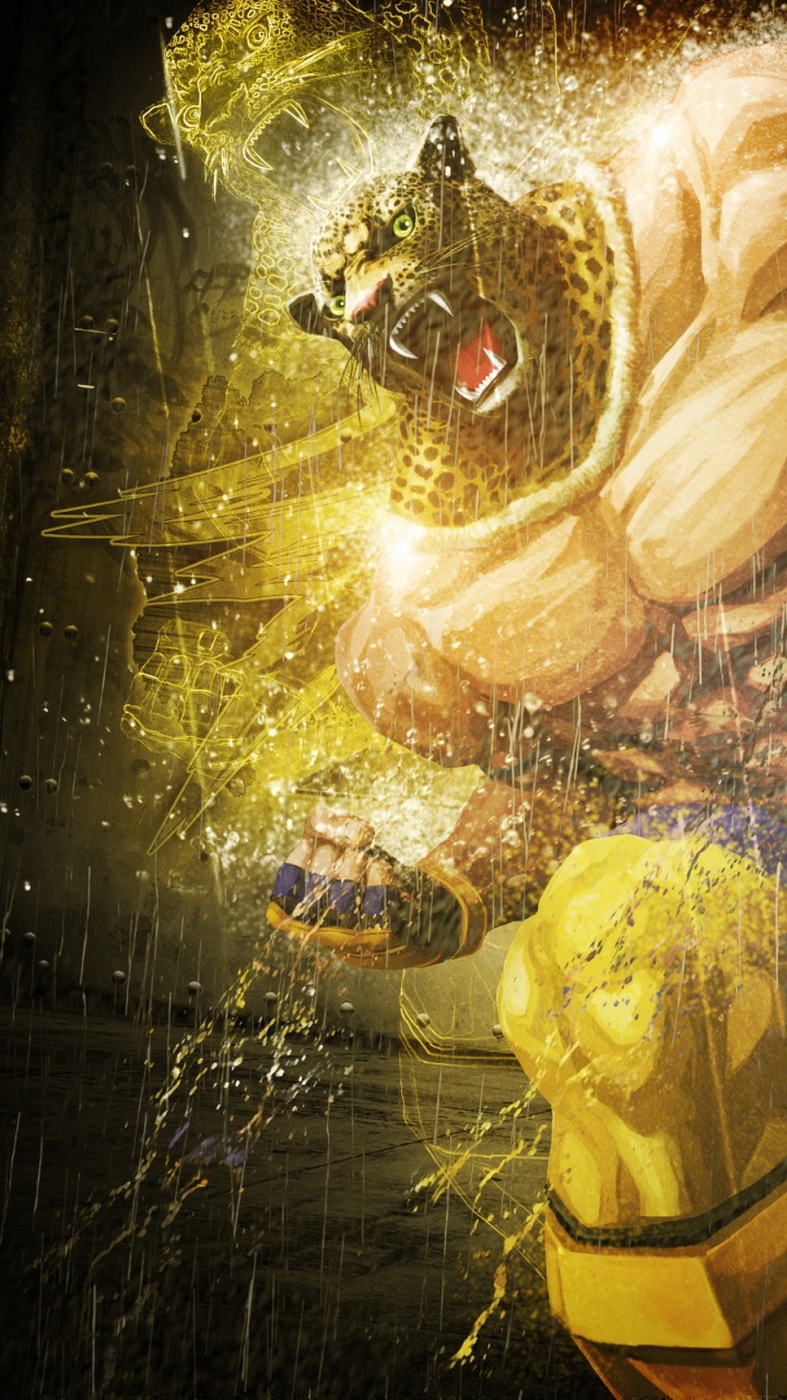 Обои теккен 7, Король, иллюстрация, желтый, тьма в разрешении 720x1280