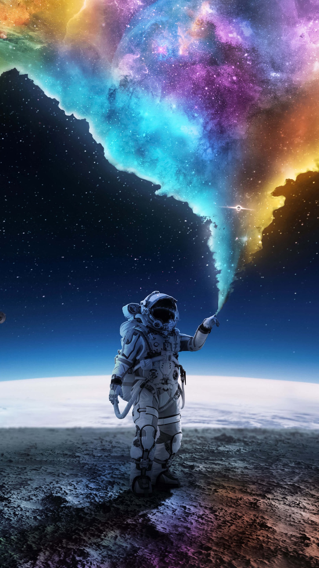 Обои космическое пространство, астронавт в разрешении 1080x1920