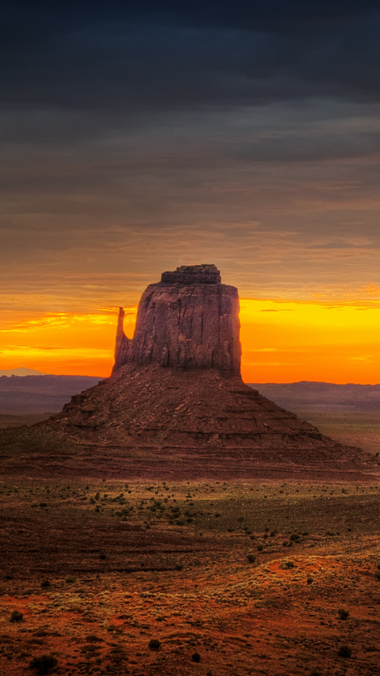 Обои долина монументов, бьютт, ориентир, облако, формирование в разрешении 750x1334